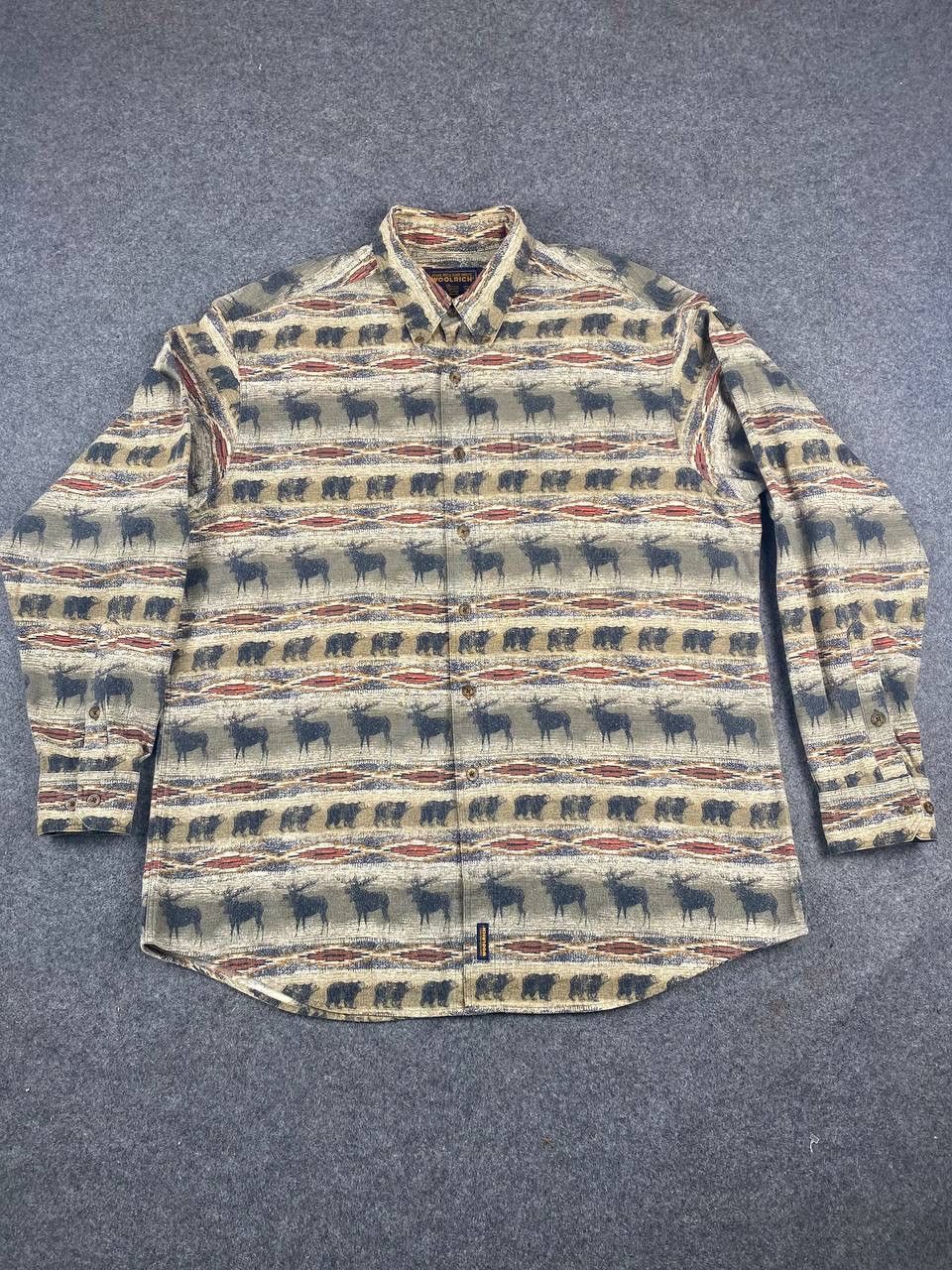 image of Avant Garde x Navajo Vintage Woolrich John Rich And Bros Shirt Navajo Design in Brown (Size XL)