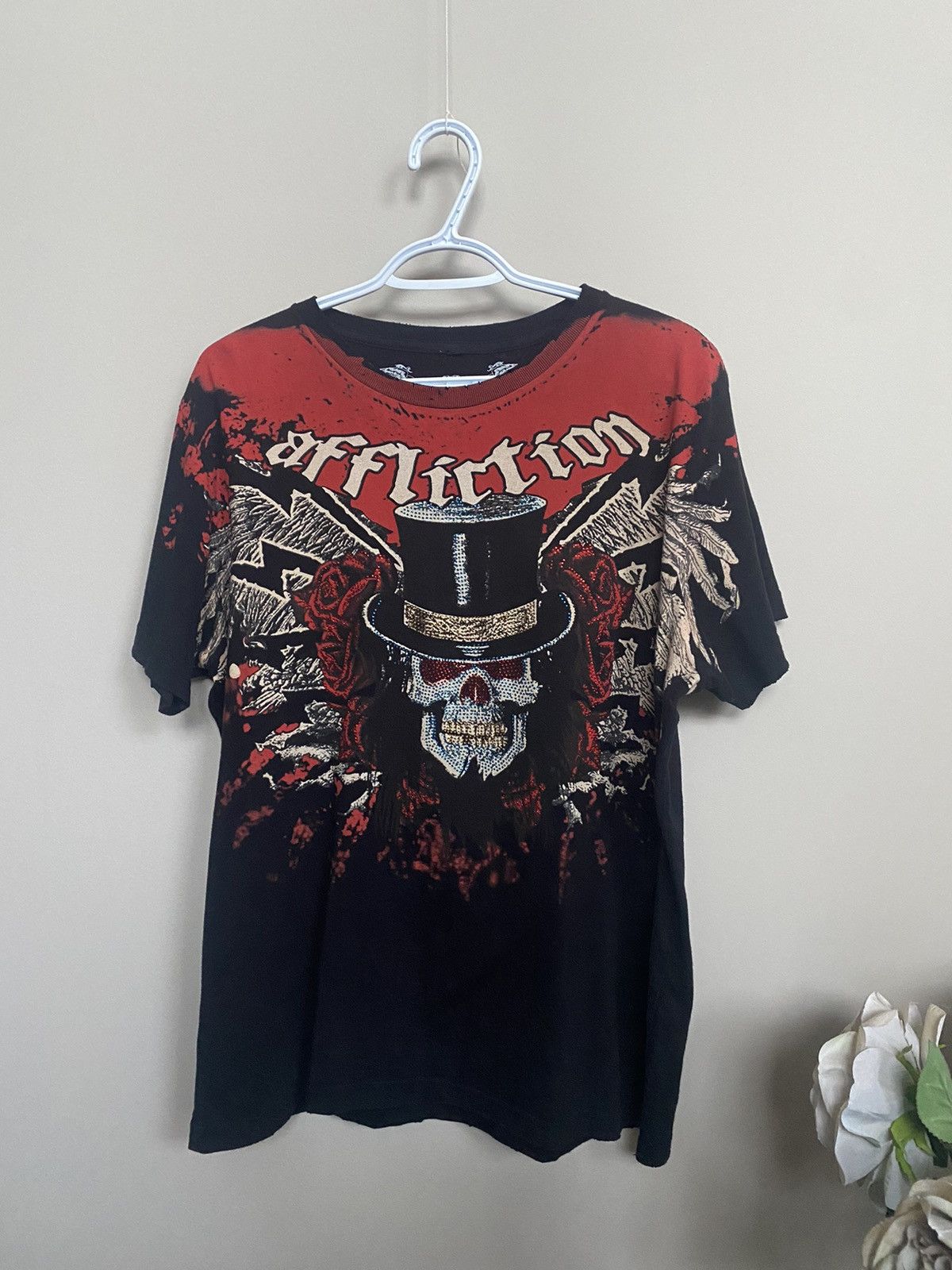 Affliction × Vintage Vintage Affliction Y2K Skull Top Hat Rhinestone Size US L / EU 52-54 / 3 - 1 Thumbnail