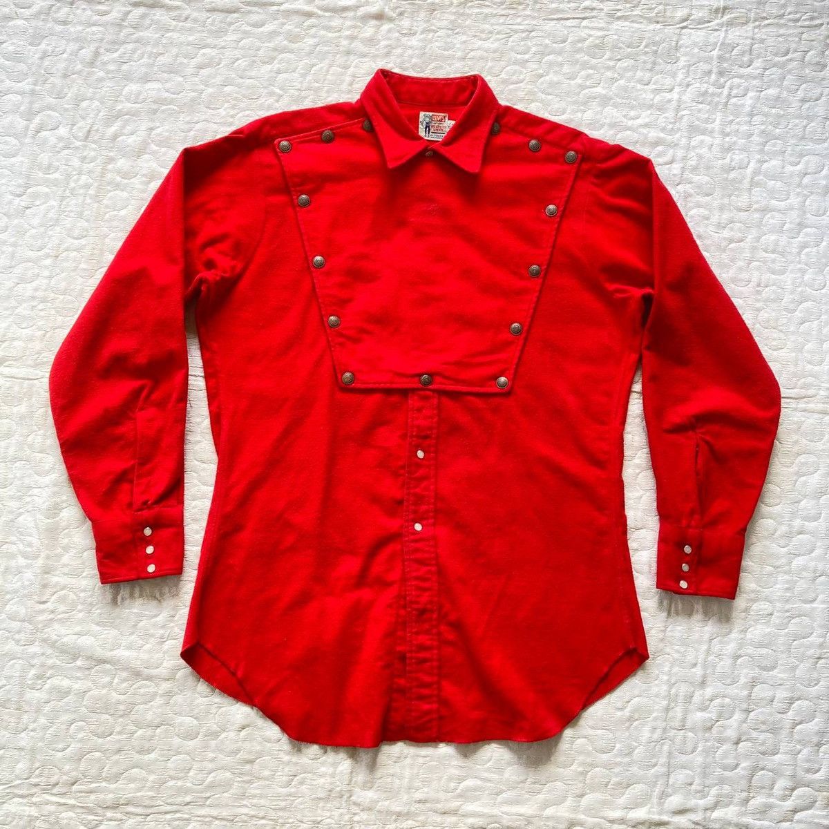 image of True Vintage 50S Levis Rockabilly Snap Button Western Shirt in Red, Men's (Size Medium)