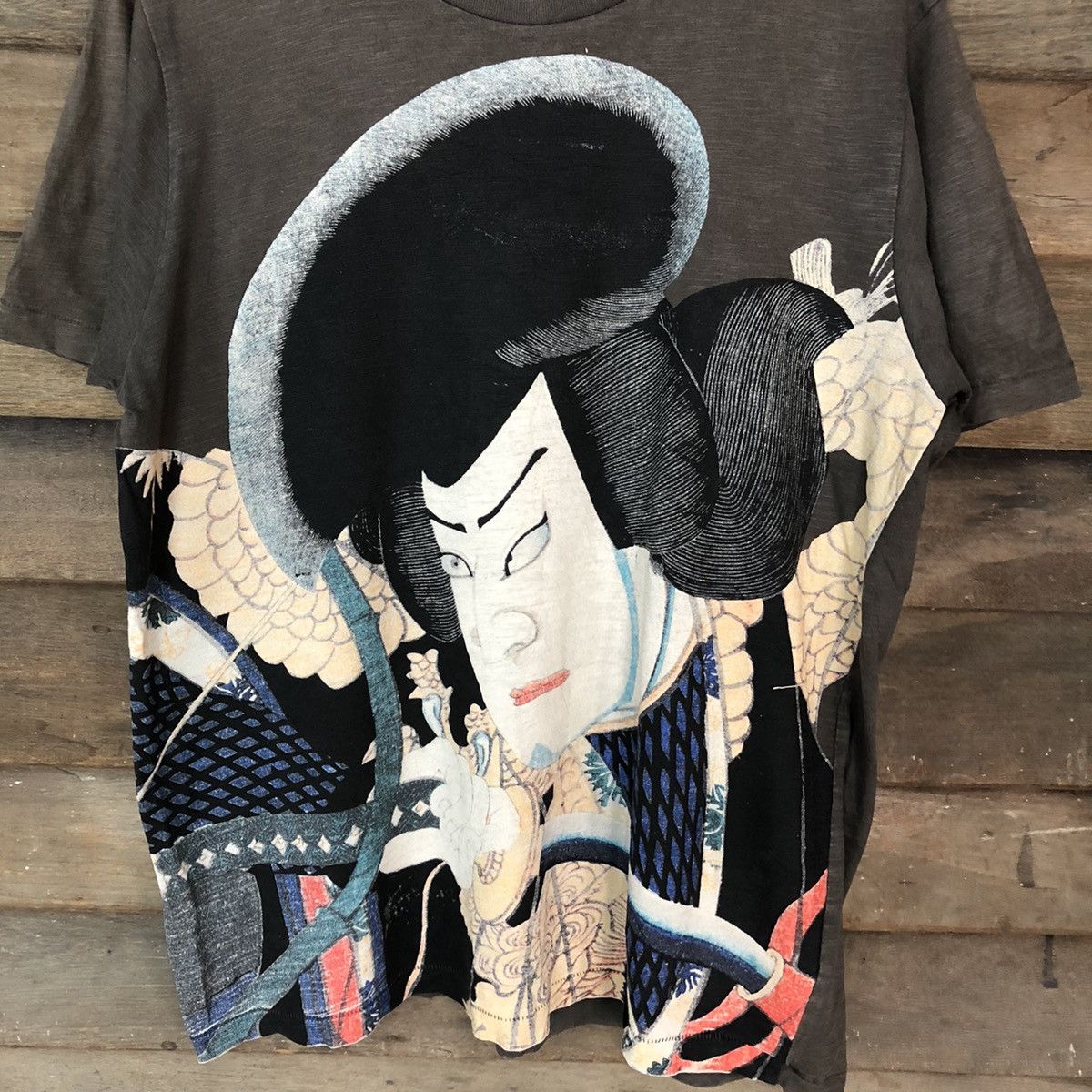 Japanese Brand big print lady vintage japan uniqlo Green T-Shirt #3162 Size US XL / EU 56 / 4 - 4 Thumbnail