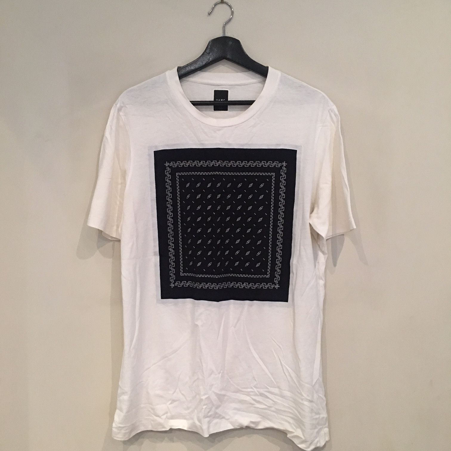 image of Oamc Ss14 Bandana Tee White in White Blue, Men's (Size XL)