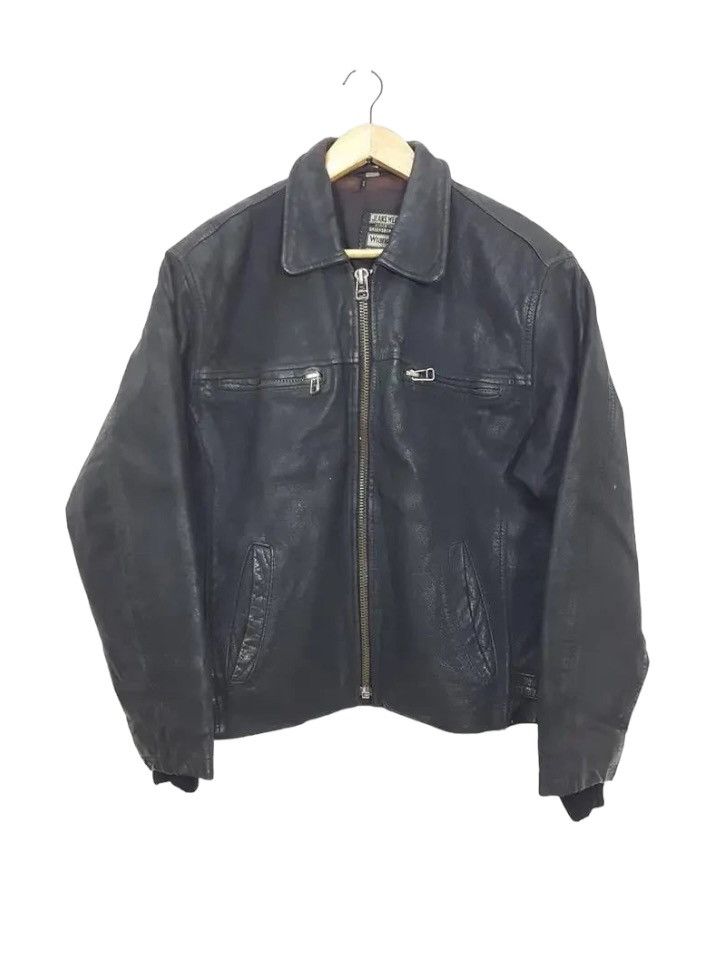 Vintage × Wrangler WRANGLER SPELLOUT LEATHER ZIPPER JACKET Size US M / EU 48-50 / 2 - 1 Thumbnail