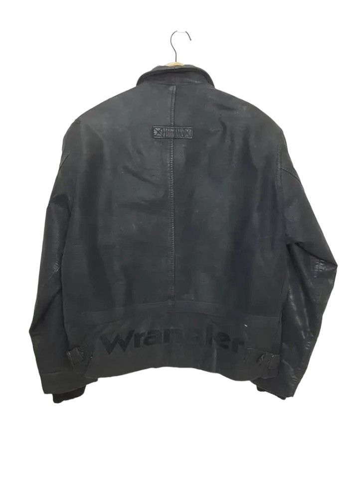 Vintage × Wrangler WRANGLER SPELLOUT LEATHER ZIPPER JACKET Size US M / EU 48-50 / 2 - 2 Thumbnail