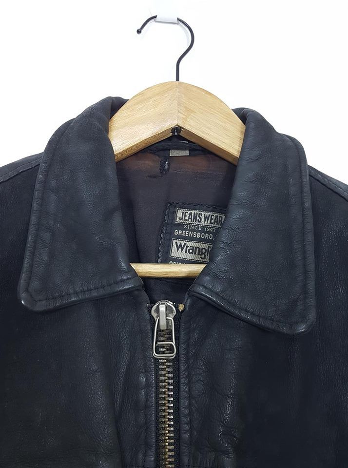 Vintage × Wrangler WRANGLER SPELLOUT LEATHER ZIPPER JACKET Size US M / EU 48-50 / 2 - 4 Thumbnail