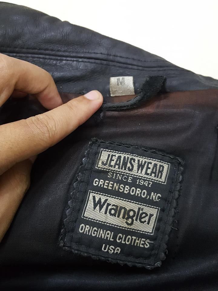 Vintage × Wrangler WRANGLER SPELLOUT LEATHER ZIPPER JACKET Size US M / EU 48-50 / 2 - 14 Thumbnail