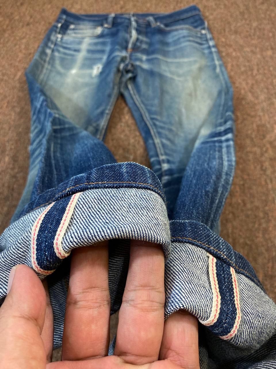 vintage apc selvedge distressed denim