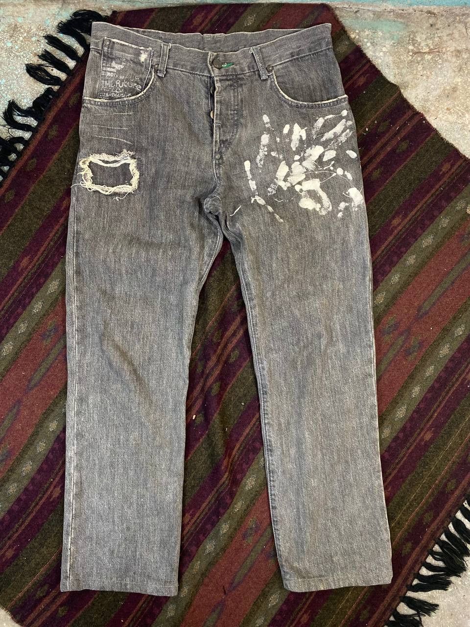 Hurley hurley black jeans paint splatter design distressed Size US 33 - 1 Thumbnail