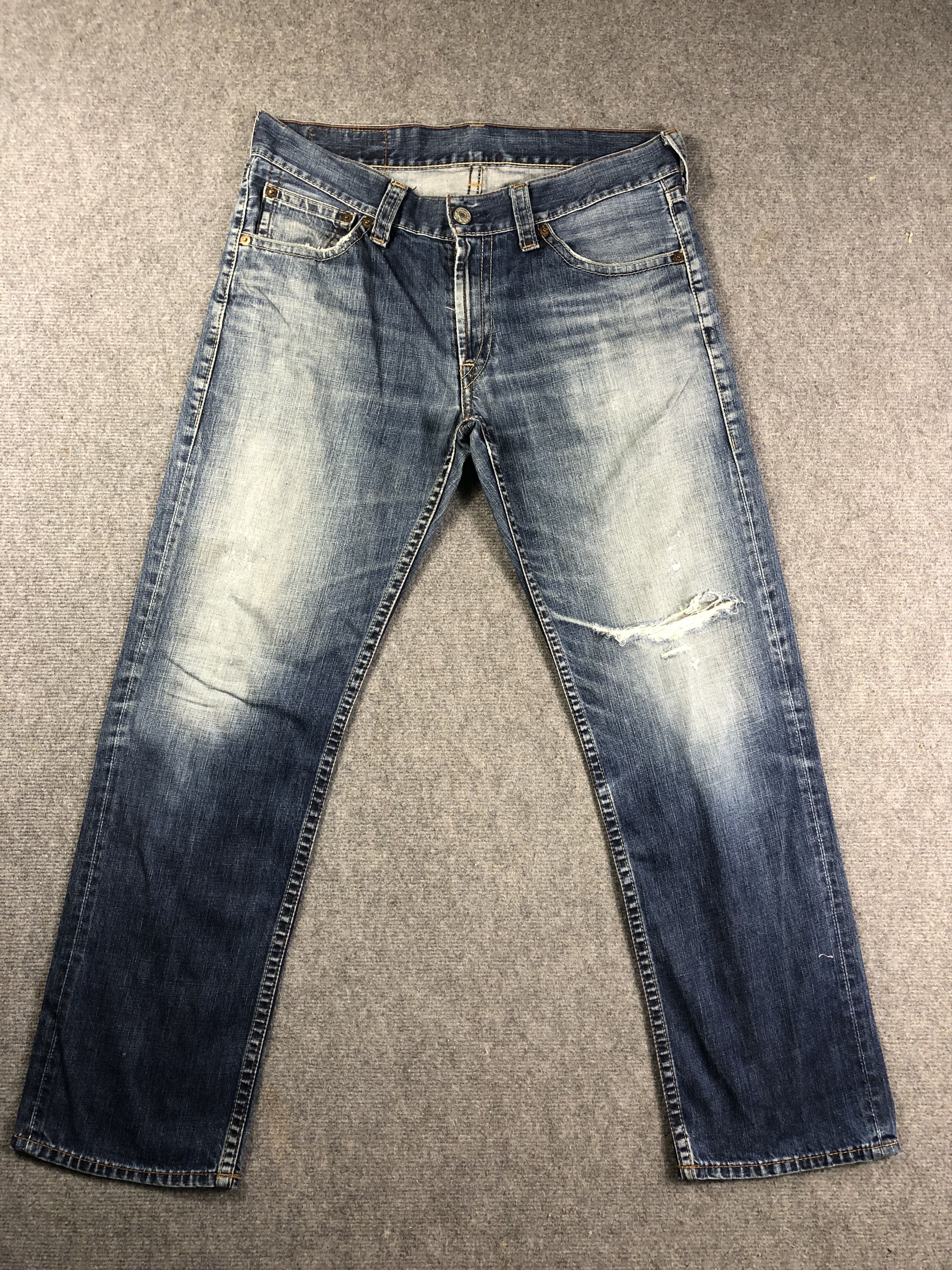 image of Faded Blue Levis 502 Denim Jeans 38X31 in Blue Distressed, Men's
