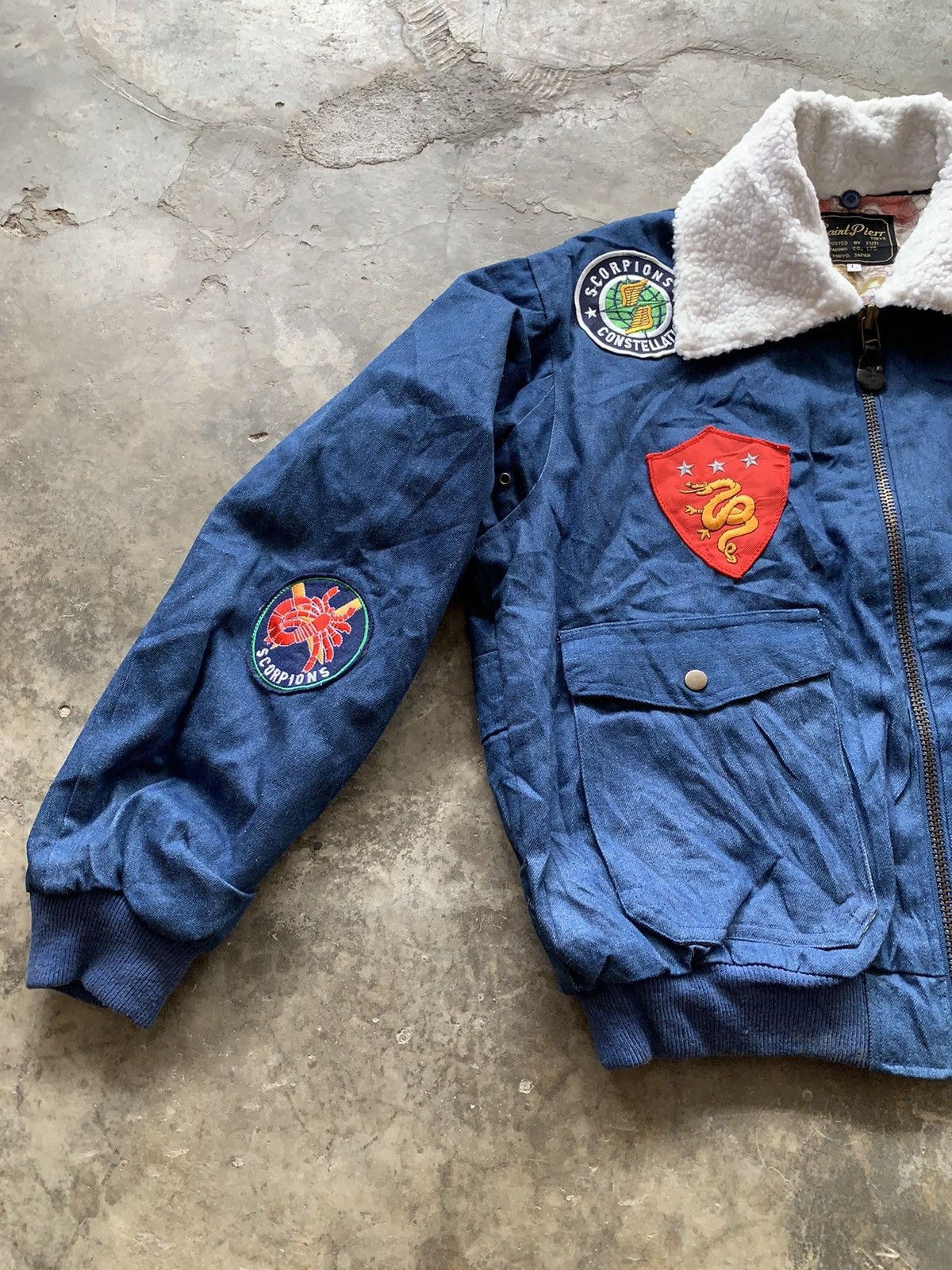 Japanese Brand Saint Pierr Denim Flight Bomber Jacket Size US L / EU 52-54 / 3 - 2 Thumbnail
