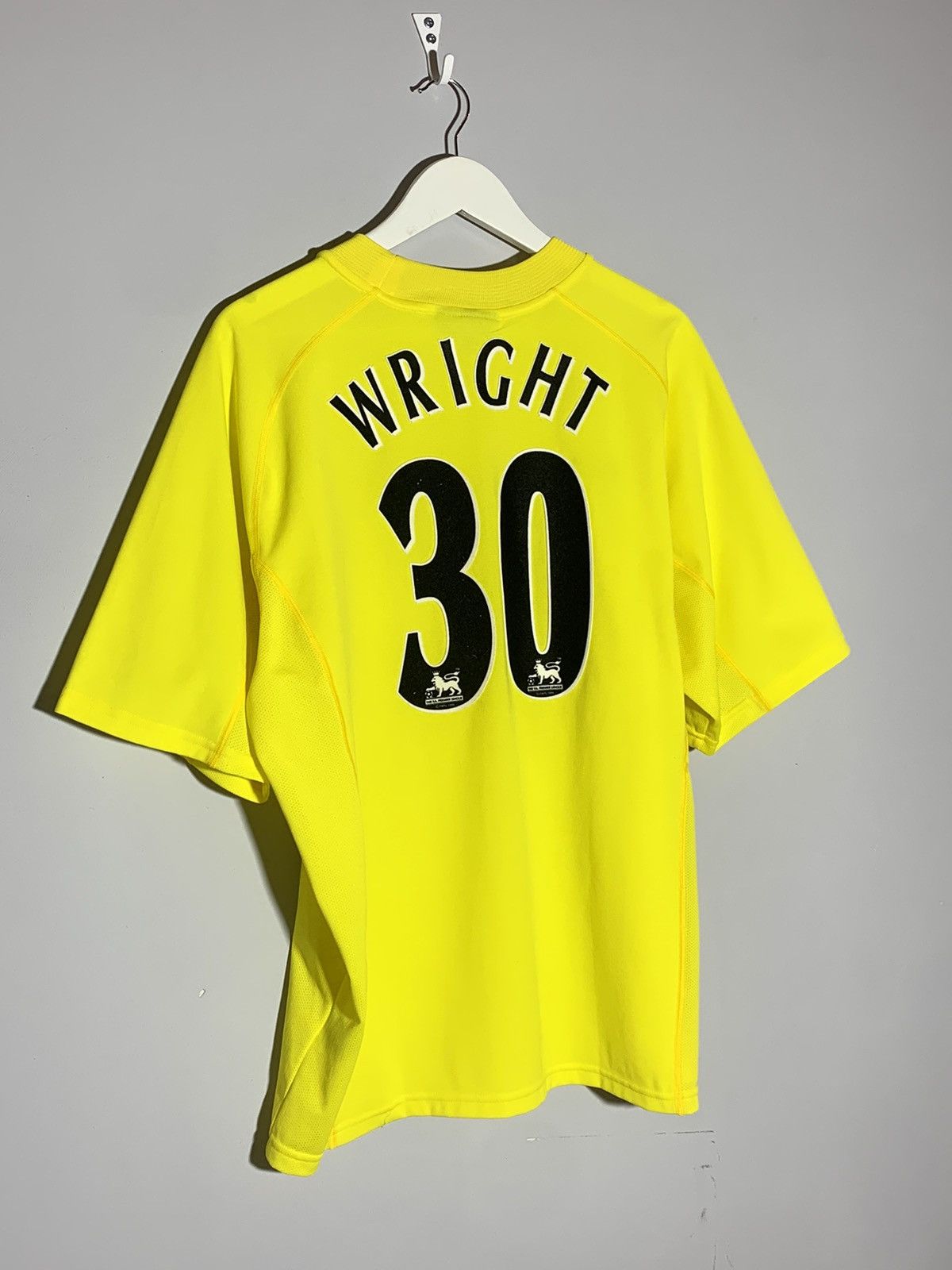 image of Soccer Jersey x Vintage 30 Wright Watford Kita 2001/02 Vintage Football Shirt in Yellow (Size Large