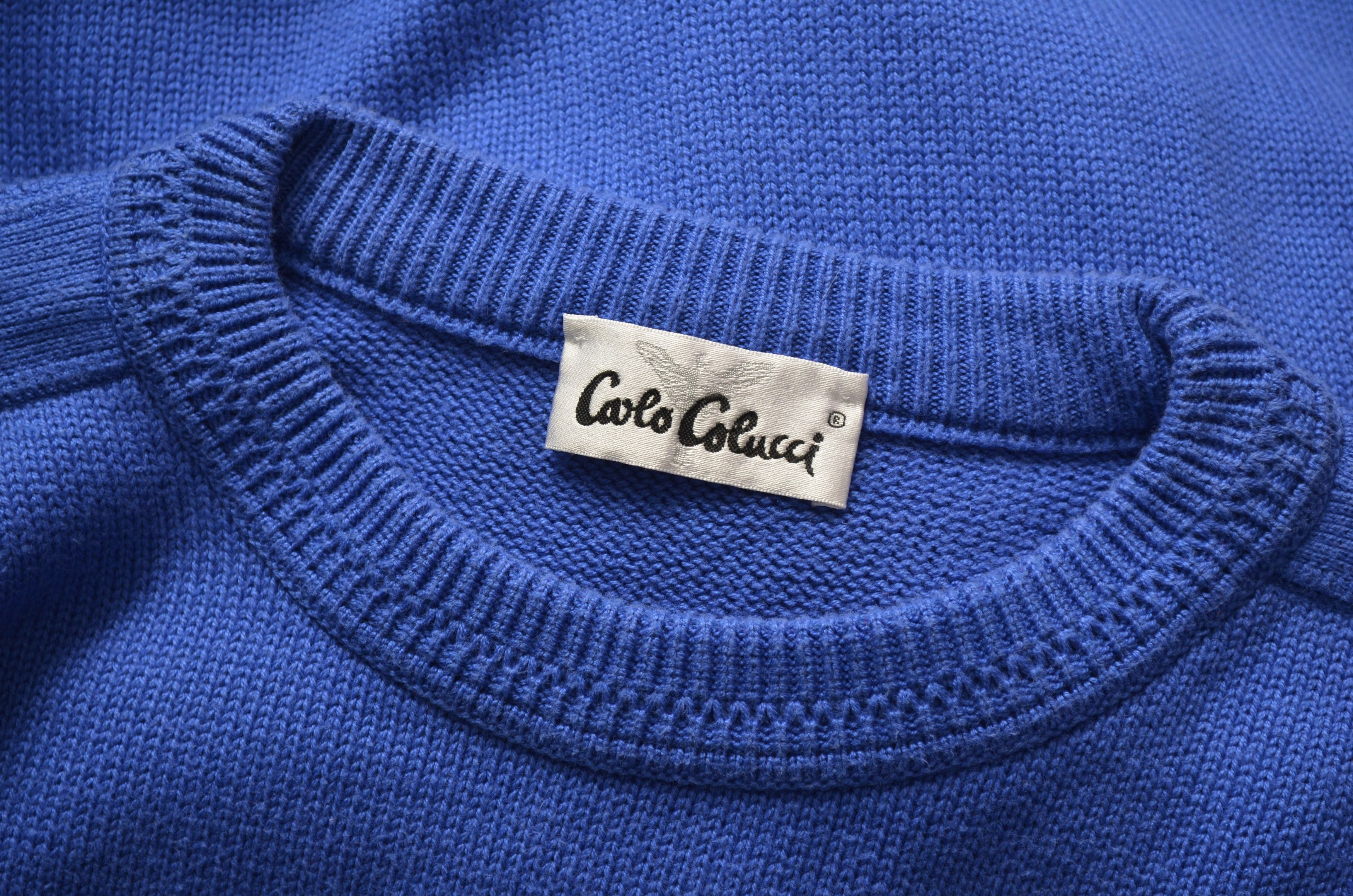 Carlo Colucci × Vintage Carlo Colucci Blue Logo Knit Sweater Size 54 Large Vintage Size US L / EU 52-54 / 3 - 7 Thumbnail