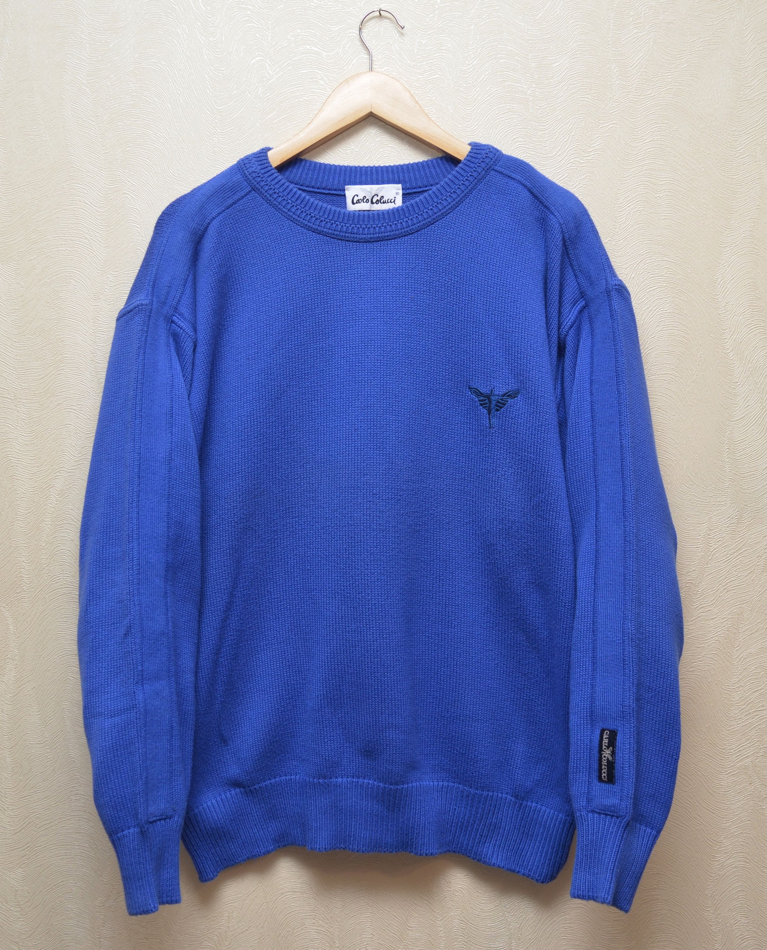 Carlo Colucci × Vintage Carlo Colucci Blue Logo Knit Sweater Size 54 Large Vintage Size US L / EU 52-54 / 3 - 1 Thumbnail