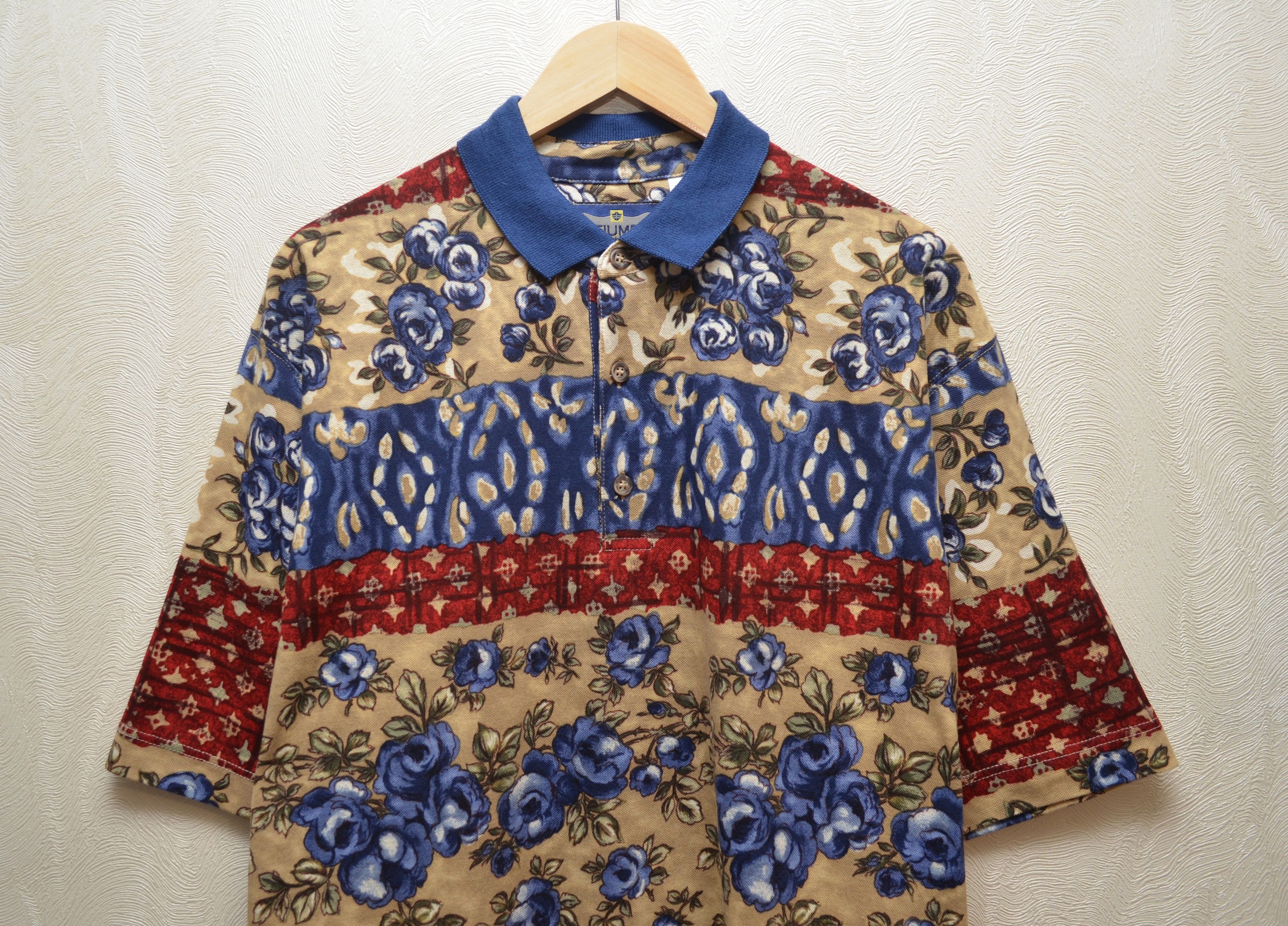 Vintage Vintage Fiume Flower Abstract Polo Shirt Overprint Sz L 90s Size US L / EU 52-54 / 3 - 2 Thumbnail