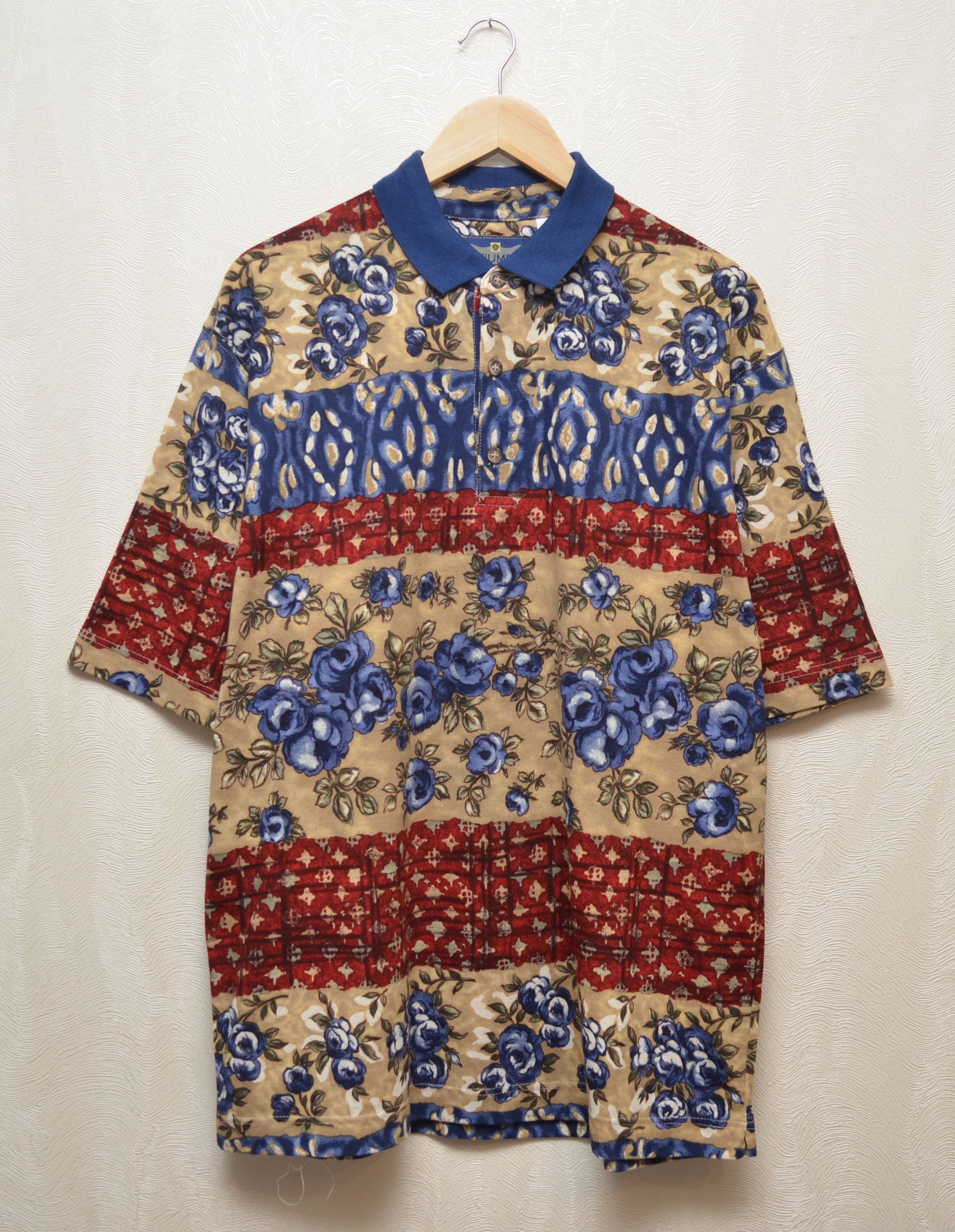 Vintage Vintage Fiume Flower Abstract Polo Shirt Overprint Sz L 90s Size US L / EU 52-54 / 3 - 1 Thumbnail