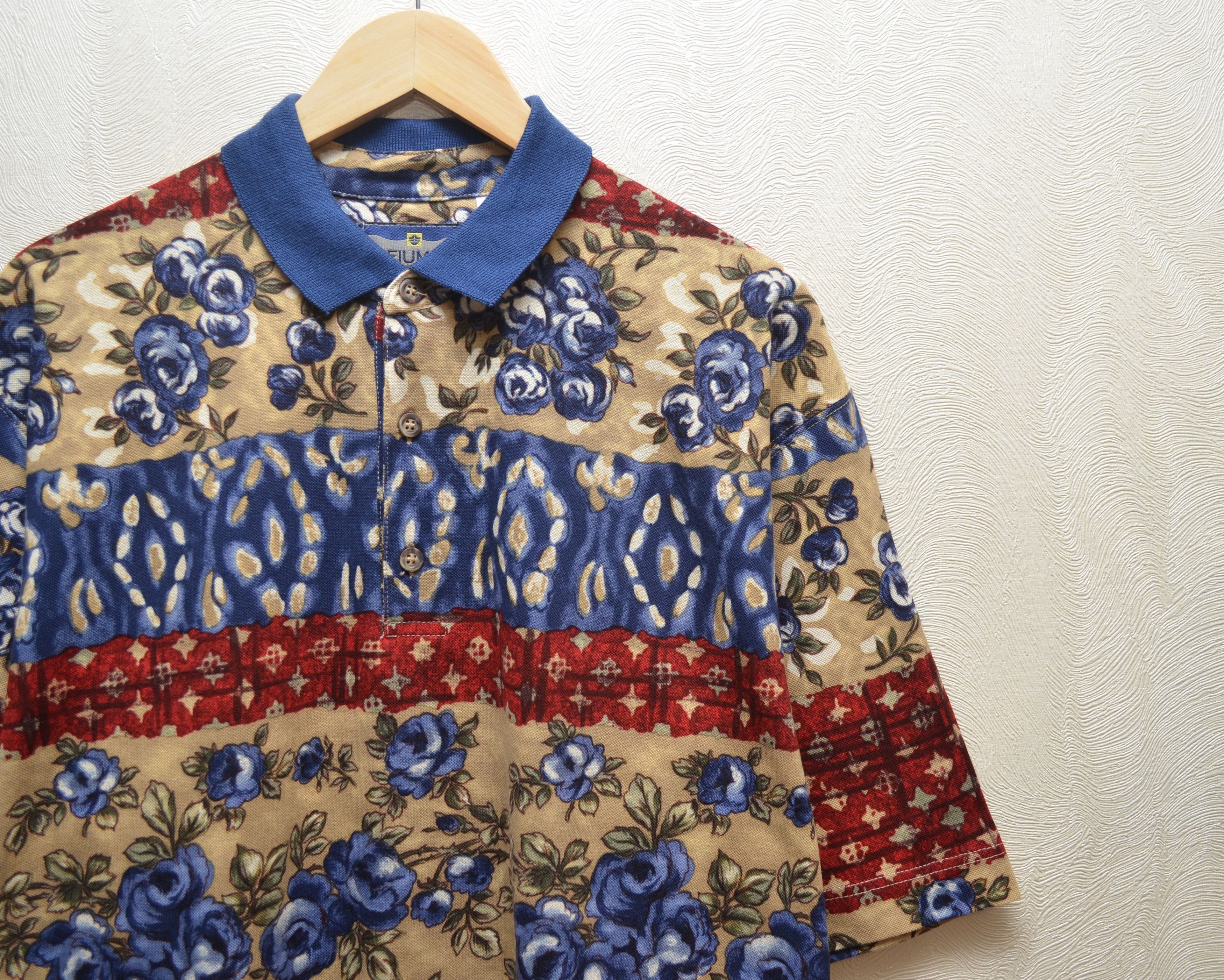 Vintage Vintage Fiume Flower Abstract Polo Shirt Overprint Sz L 90s Size US L / EU 52-54 / 3 - 3 Thumbnail