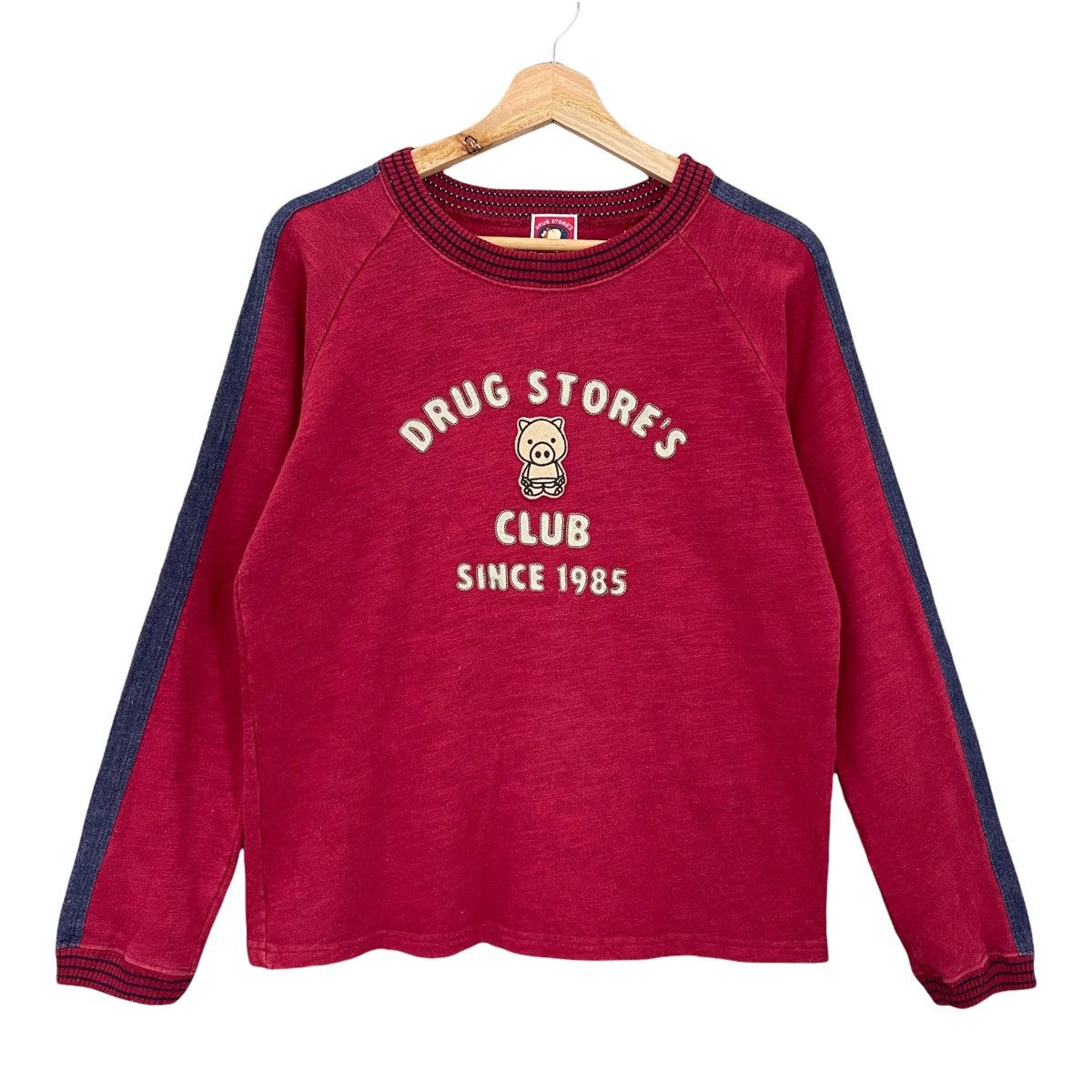 Image of Vintage Drug Store Big Logo Crewneck Sweatshirt Size S in Red, Men's