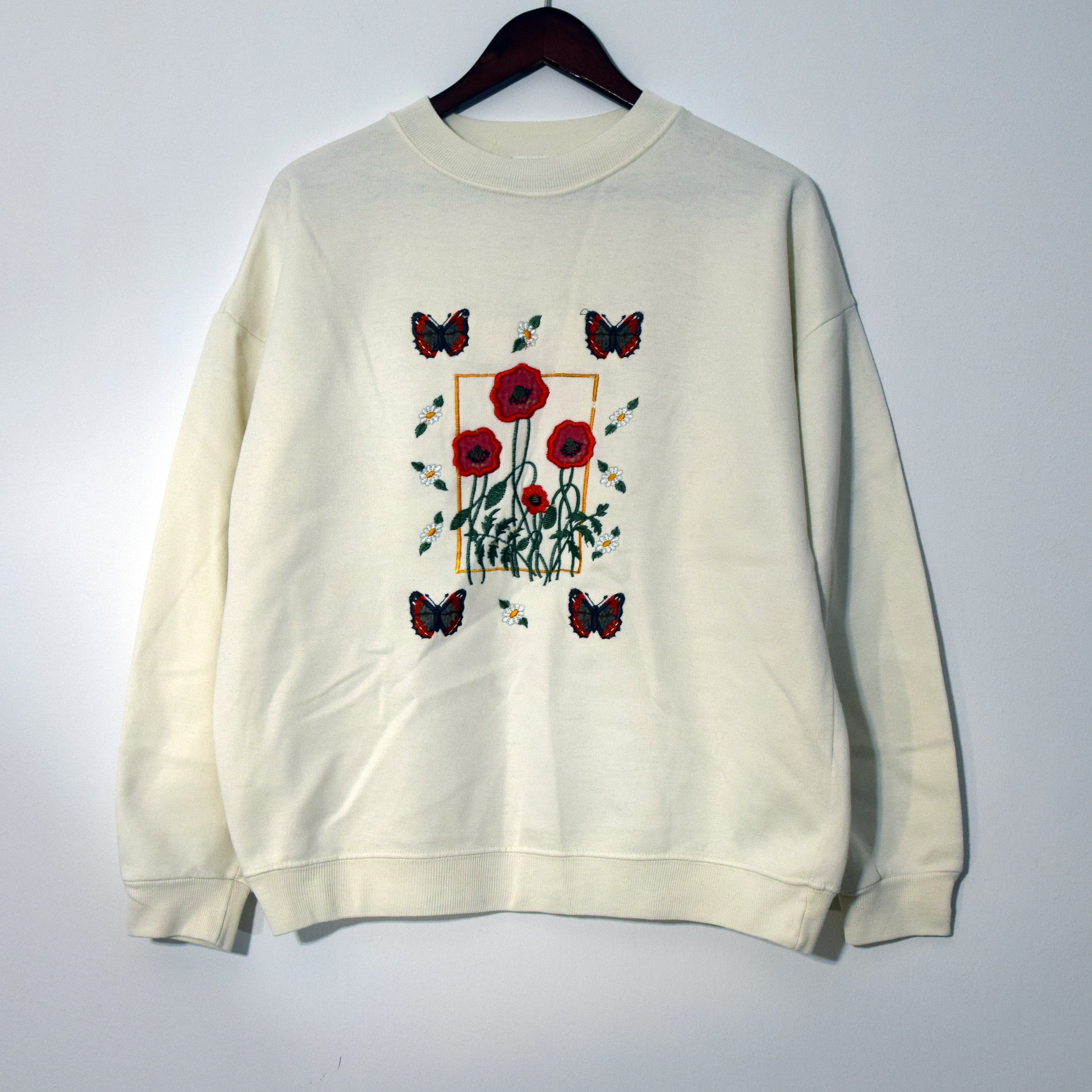 Vintage 90s Women’s Embroidery Floral Crewneck S/M Size US XS / EU 42 / 0 - 1 Thumbnail
