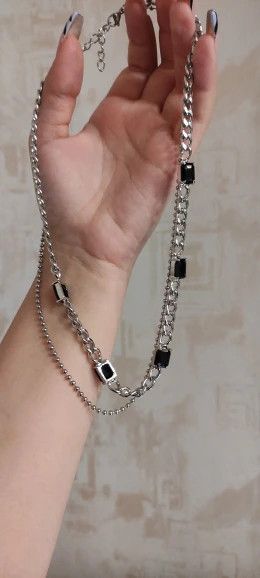 Jewelry Double Layer Cuban Chain Necklace Size ONE SIZE - 2 Thumbnail