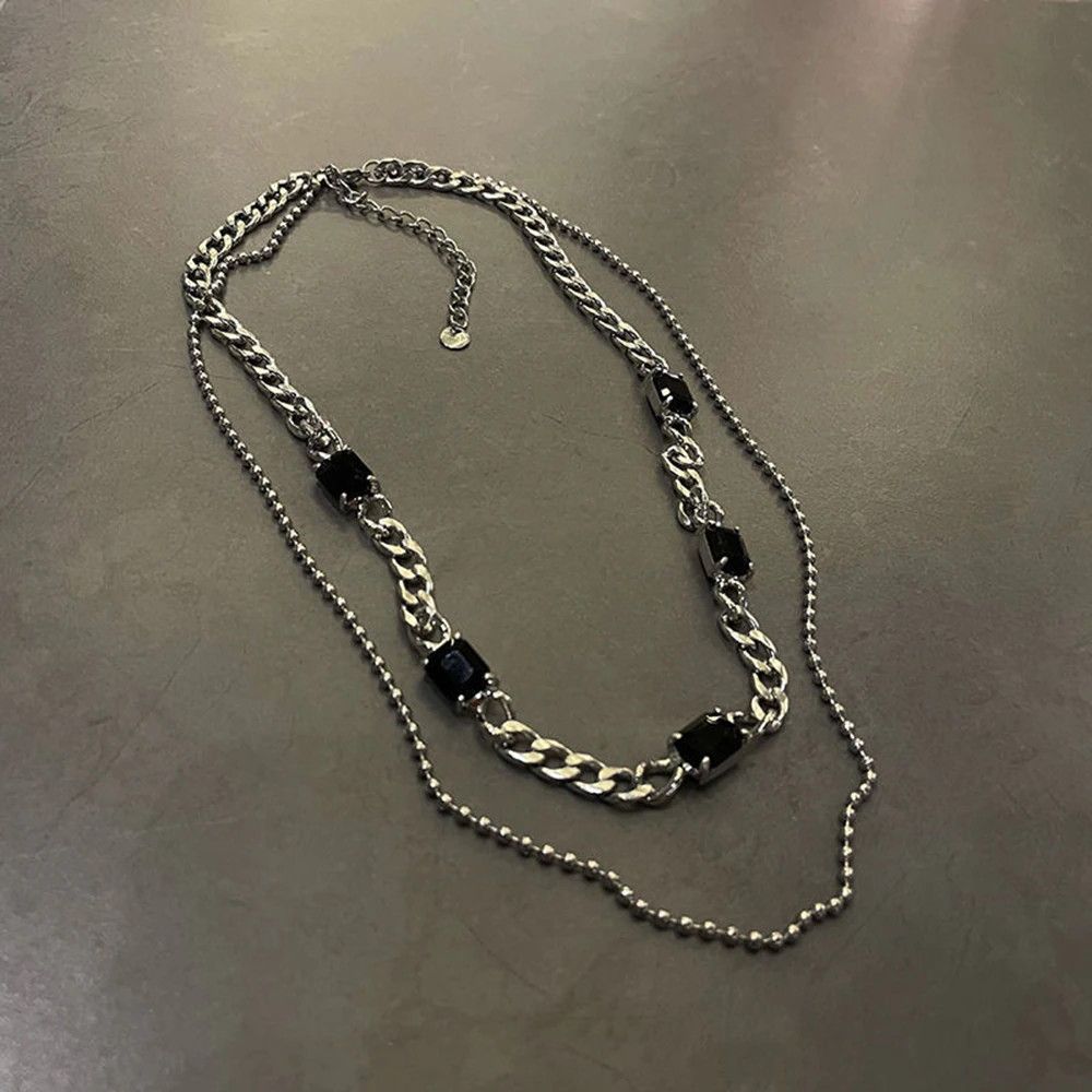 Jewelry Double Layer Cuban Chain Necklace Size ONE SIZE - 6 Thumbnail