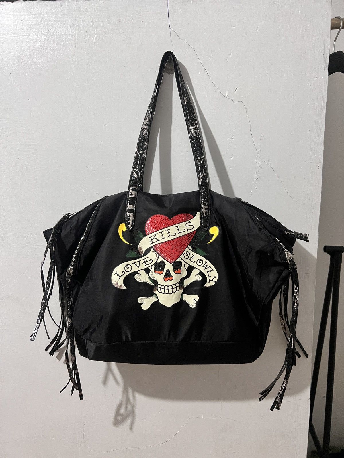 Ed Hardy Love Kills Slowly Rhinestones Bag