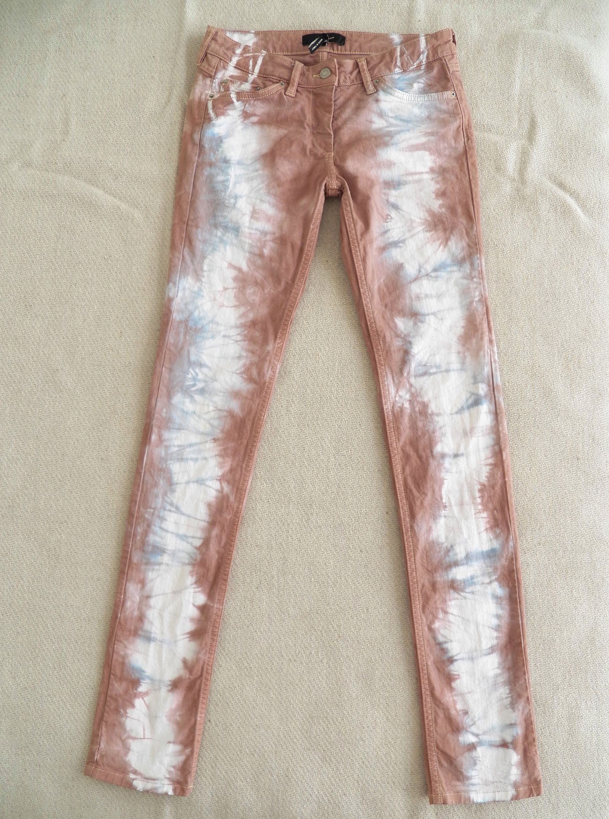 image of Isabel Marant Stretch Jeans Pale Pink Denim Tie Dye Size M 28 Fr38 Us6, Women's