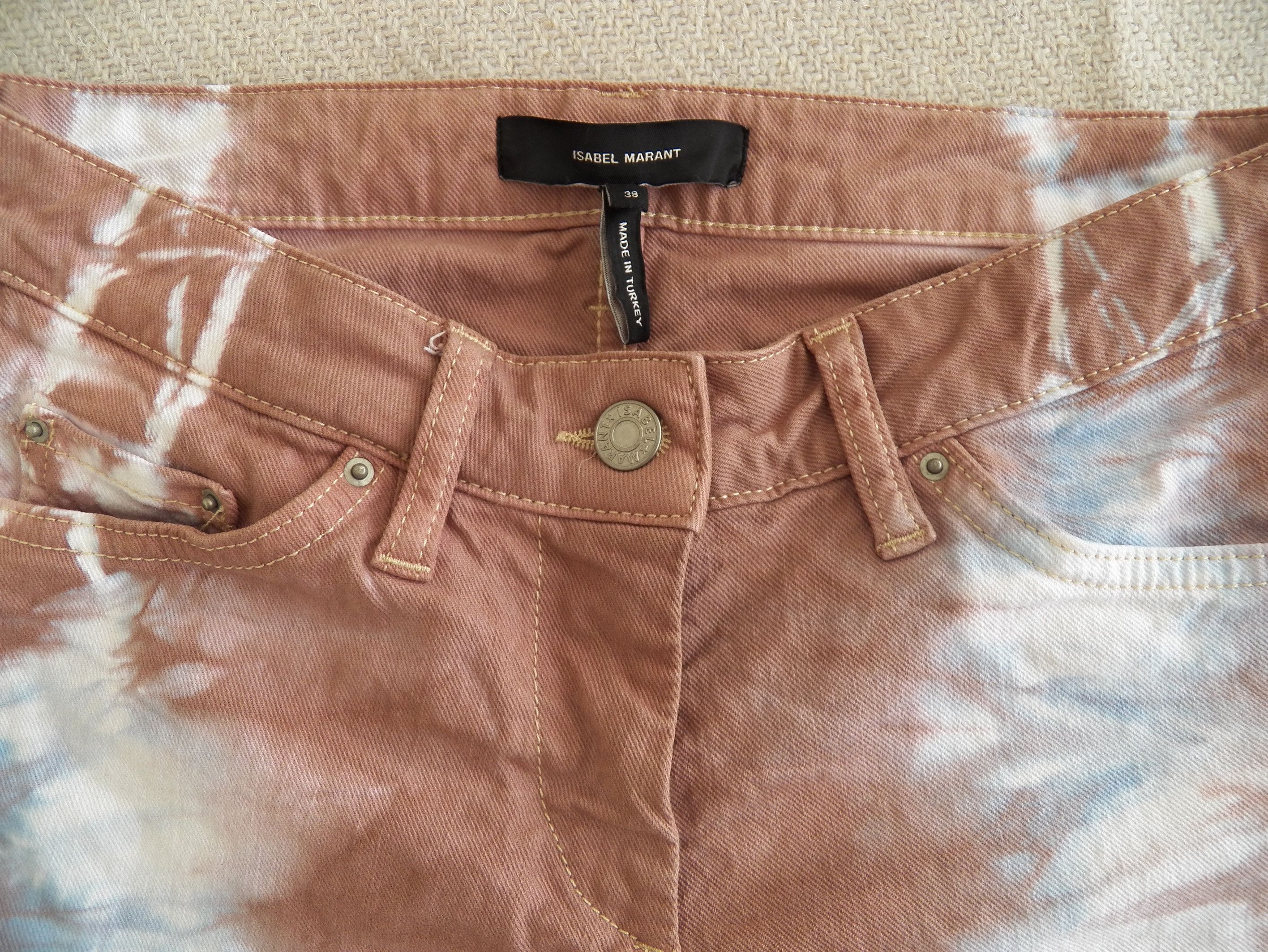 Isabel Marant Stretch Jeans Pale Pink Denim Tie Dye Size M 28 FR38 US6 Size 27" / US 4 / IT 40 - 3 Thumbnail