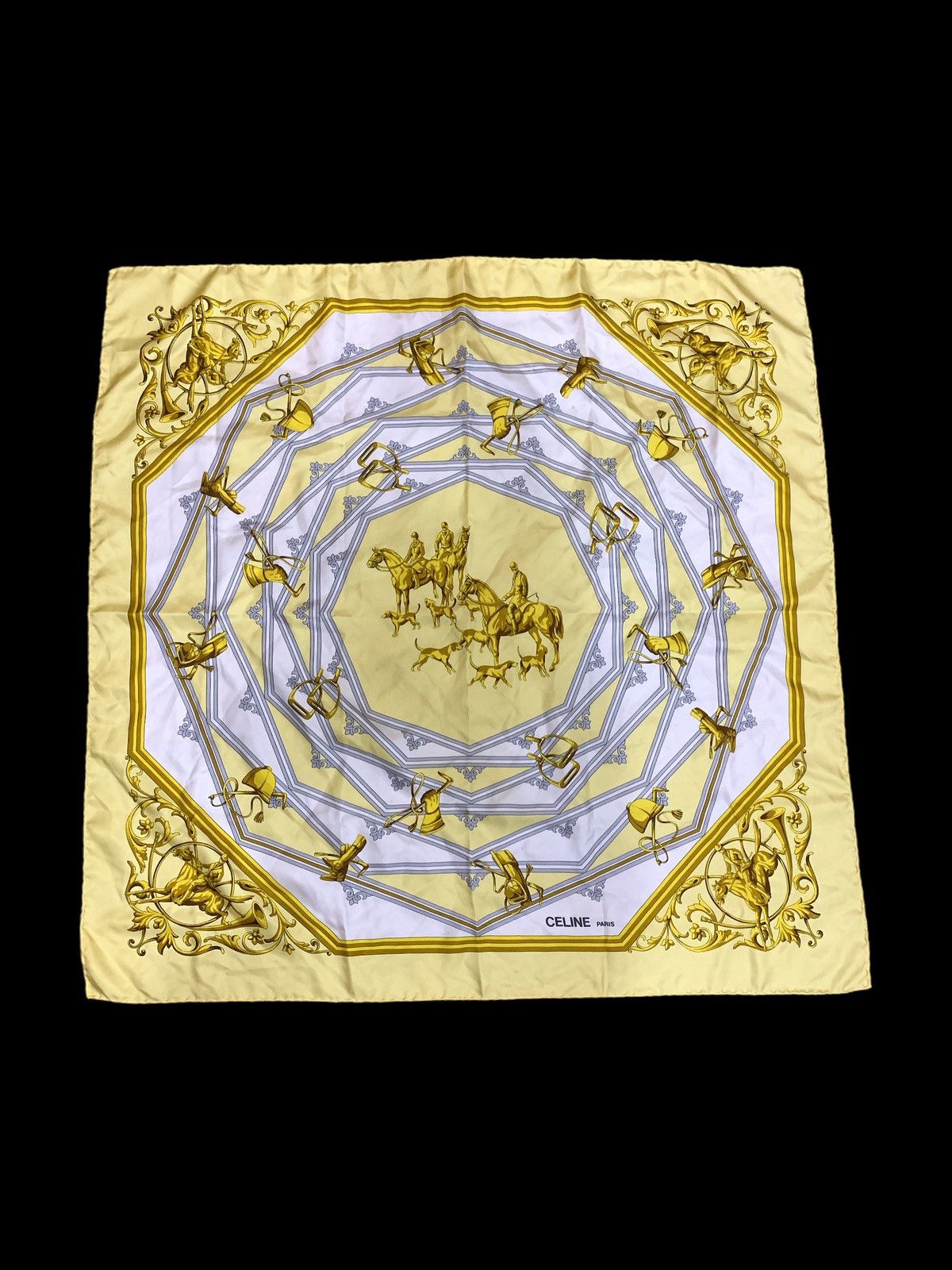 Celine CELINE PARIS EQUESTRIAN PRINT SILK SCARF Size ONE SIZE - 1 Thumbnail