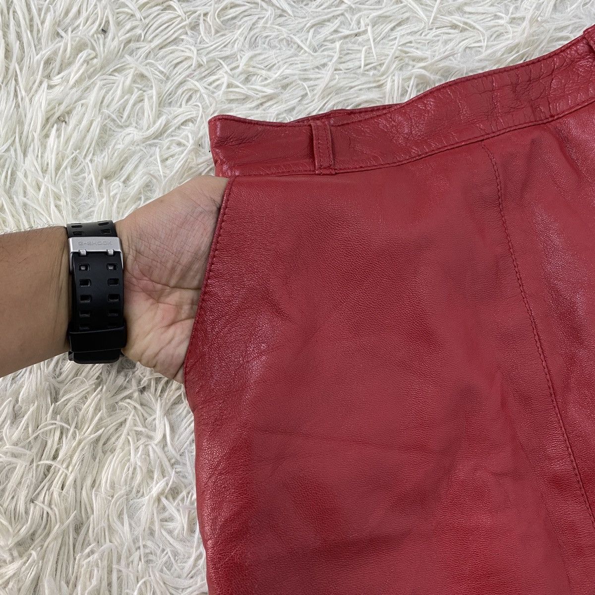 Leather 🔥LAST PRICE🔥 Italian Designer Leather Mini Skirt Size 23" - 6 Thumbnail