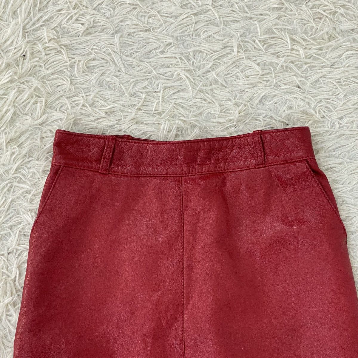 Leather 🔥LAST PRICE🔥 Italian Designer Leather Mini Skirt Size 23" - 3 Thumbnail