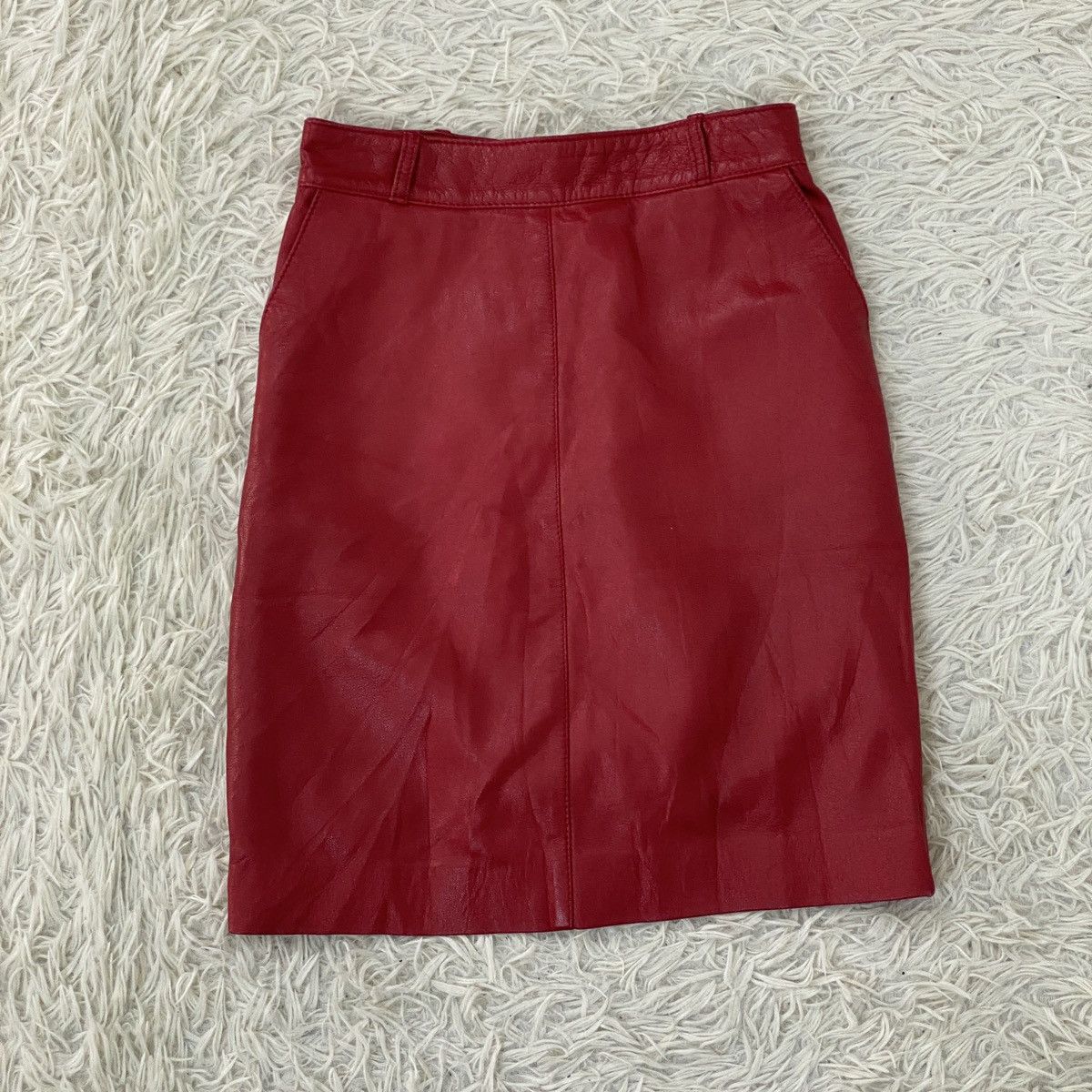 Leather 🔥LAST PRICE🔥 Italian Designer Leather Mini Skirt Size 23" - 2 Thumbnail