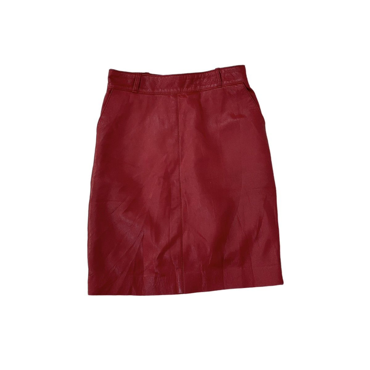image of Italian Designers x Leather Italian Designer Leather Mini Skirt in Red, Women's (Size 23)
