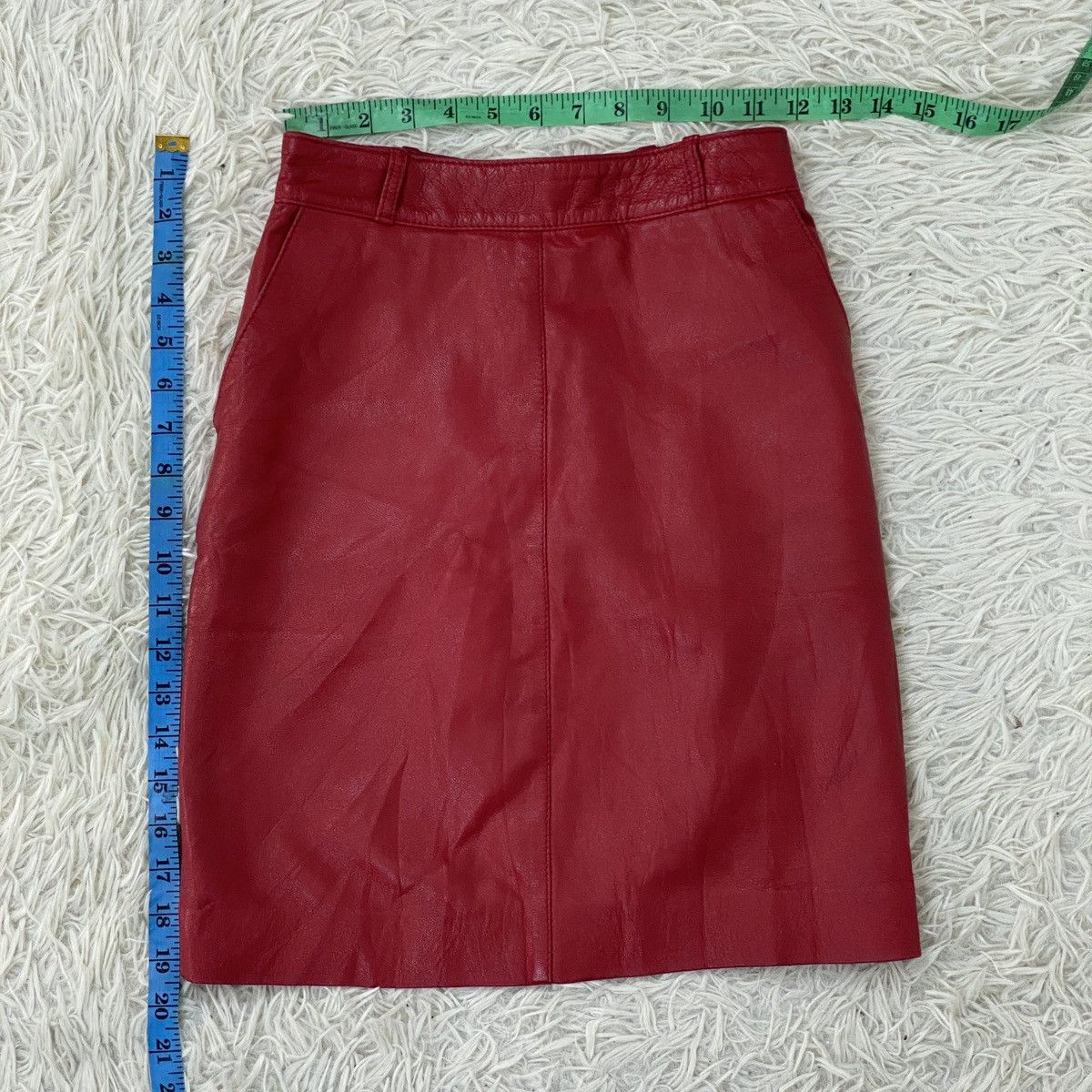 Leather 🔥LAST PRICE🔥 Italian Designer Leather Mini Skirt Size 23" - 14 Thumbnail