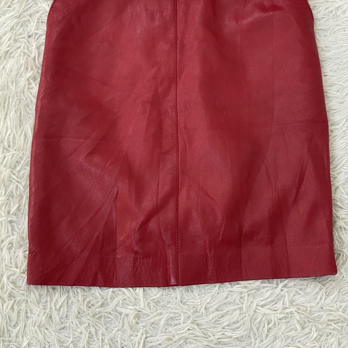 Leather 🔥LAST PRICE🔥 Italian Designer Leather Mini Skirt Size 23" - 4 Thumbnail