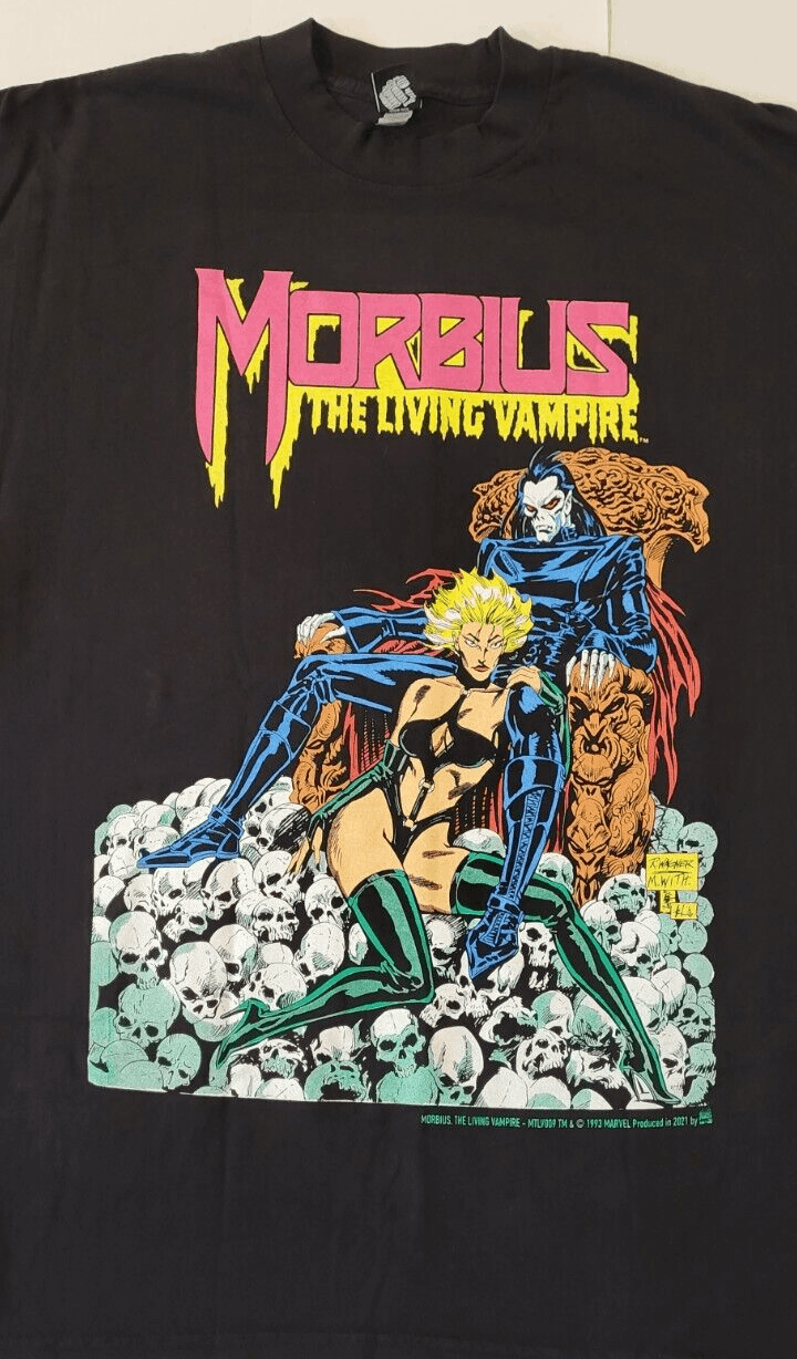 image of Marvel Comics Morbius The Living Vampire Shirt XL Chronic Mask Spiderman in Black, Men's