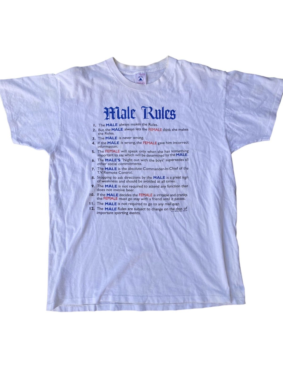 Anvil 95 Male Rules Vs Female Wording Poem single Stitch Size US L / EU 52-54 / 3 - 1 Thumbnail