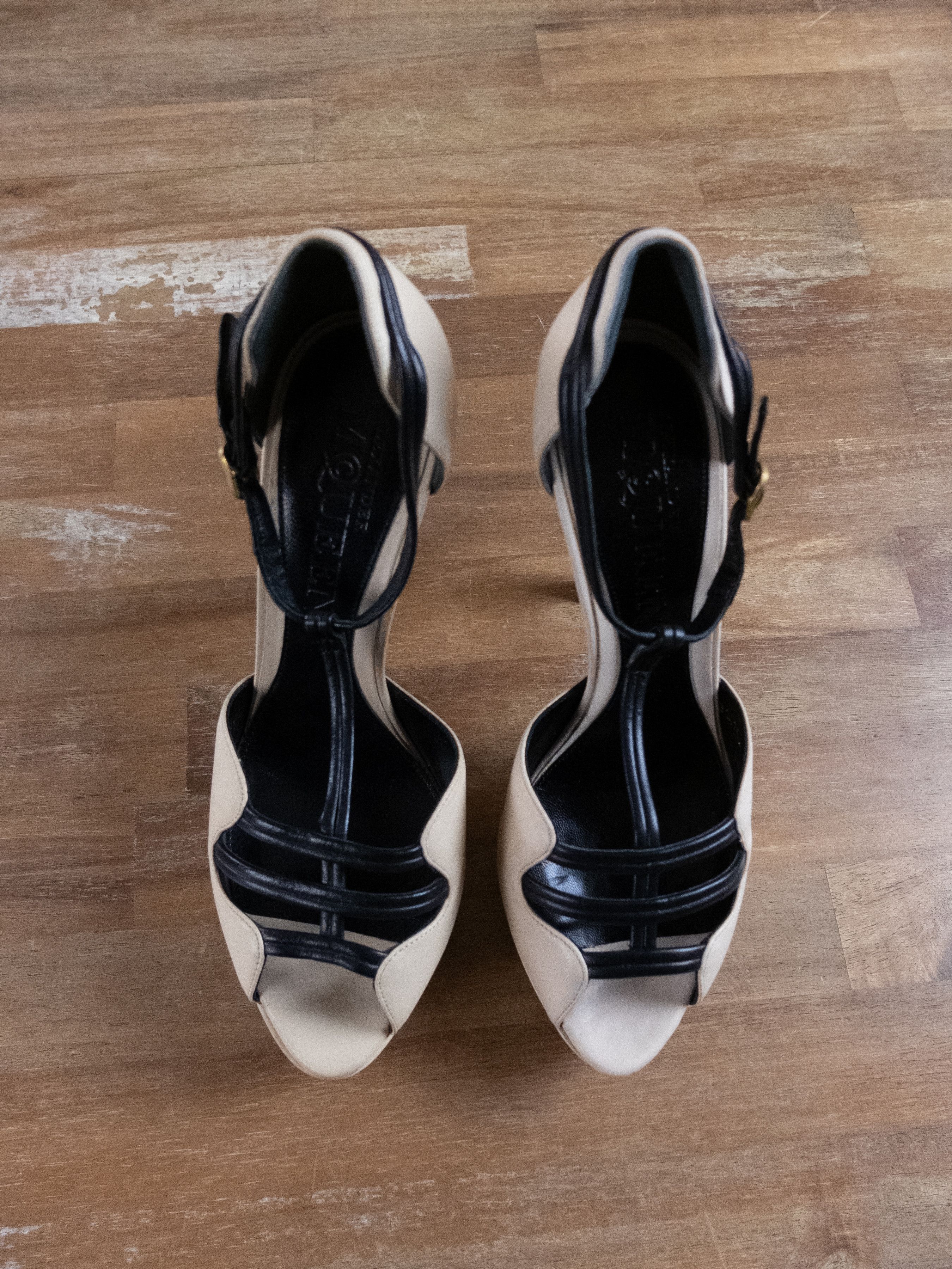 Alexander McQueen ALEXANDER MCQUEEN champagne nude black leather sandals 37.5 Size US 7.5 / IT 37.5 - 2 Thumbnail