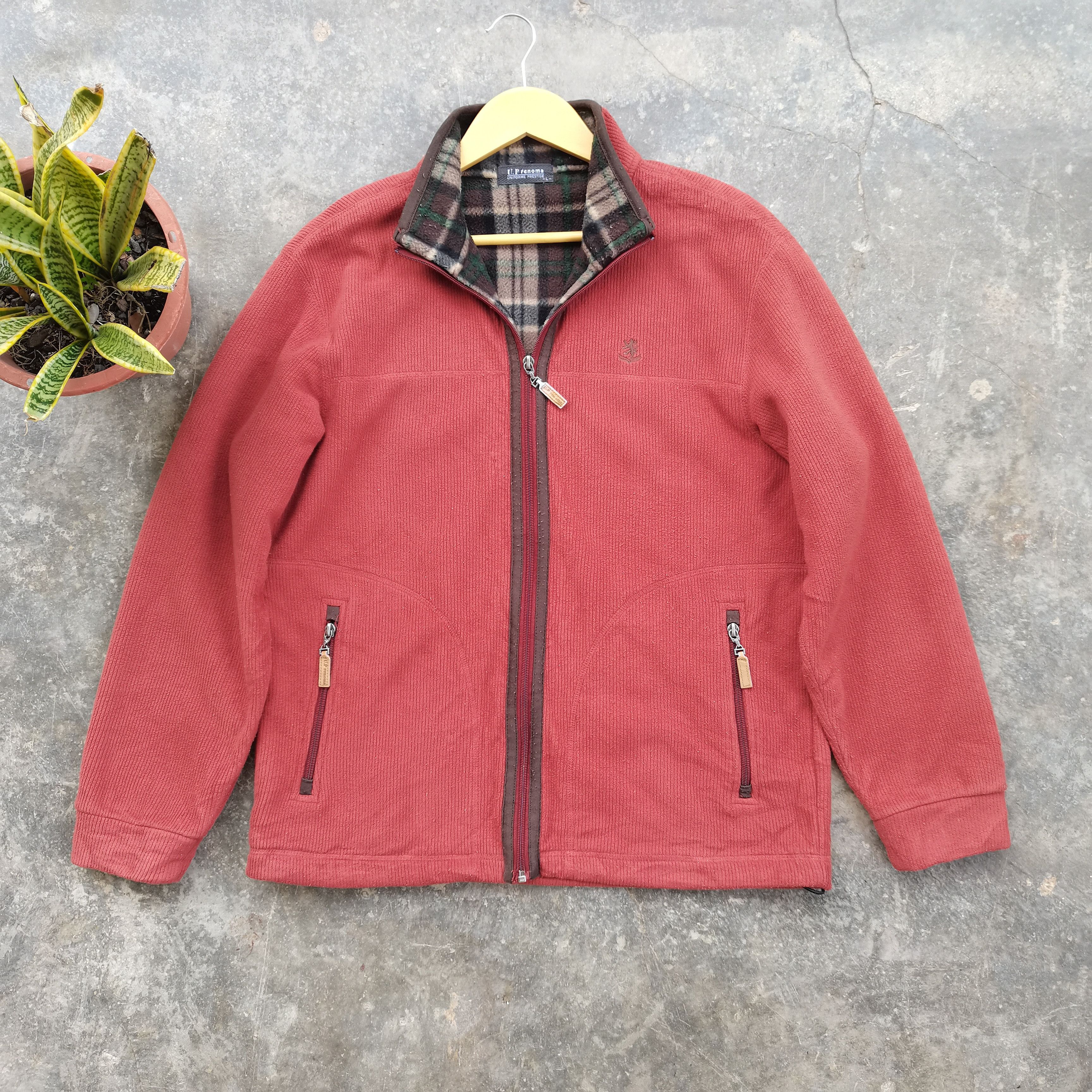 image of Stealsu.p Renoma Fleece Flannel Inside Jacket in Red, Men's (Size Large)