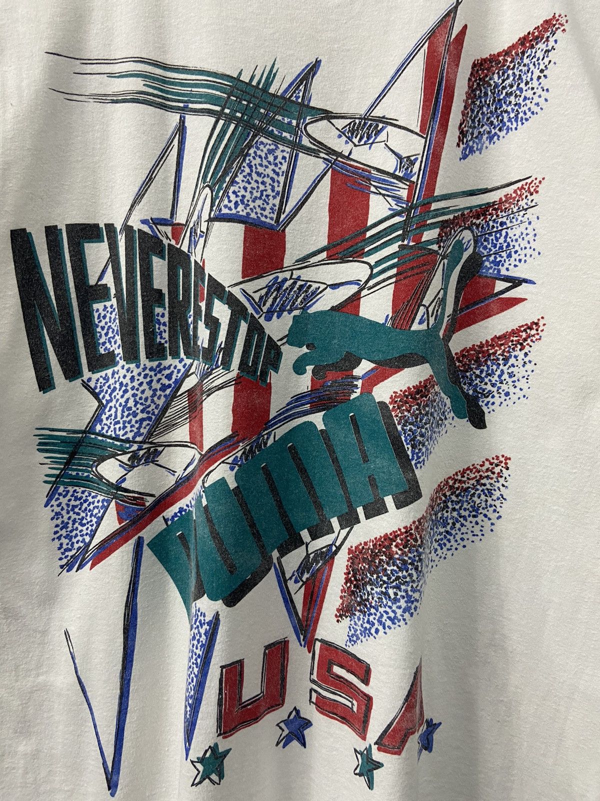 Puma × Vintage Vintage 90’s Puma Art Made In USA Single Stitch Tee Size US M / EU 48-50 / 2 - 5 Thumbnail