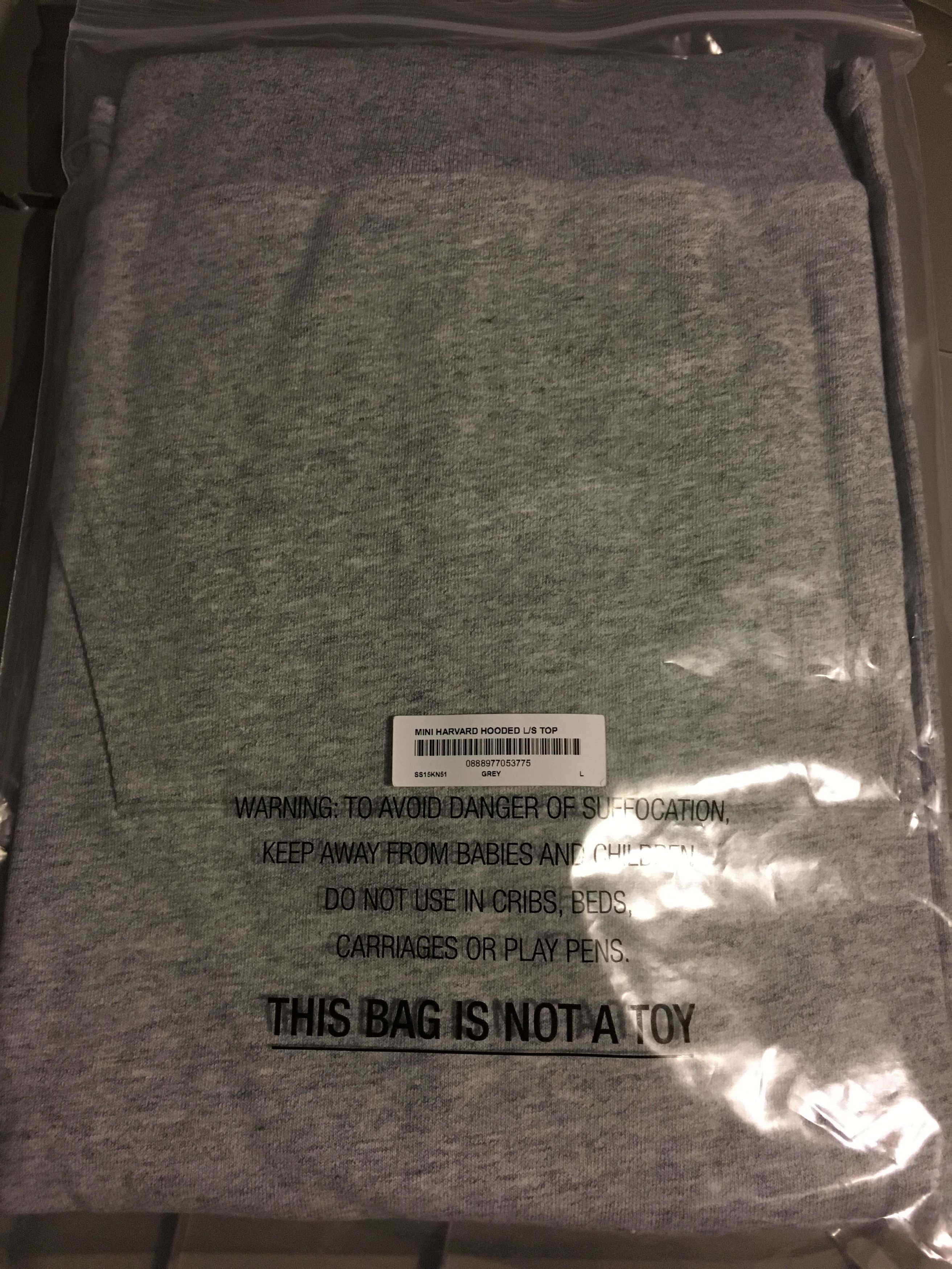 Supreme Mini Harvard Hooded L/S Top Grey Large SS15