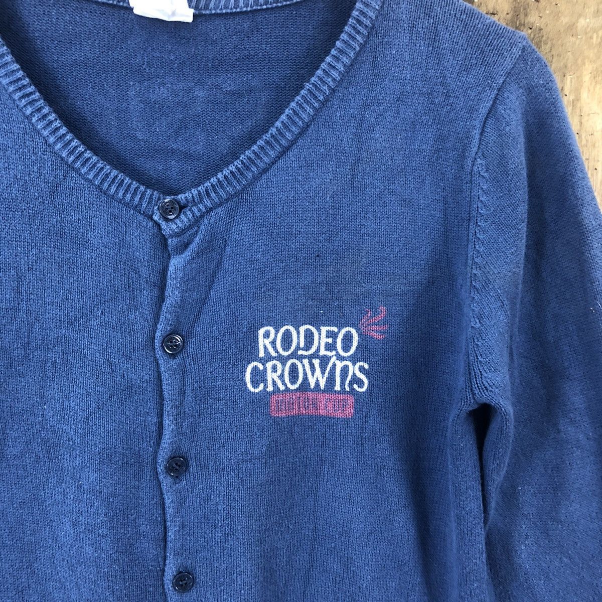Vintage vintage Rodeo Crows Faded Blue Cardigan Knitwear #016 Size US M / EU 48-50 / 2 - 6 Thumbnail