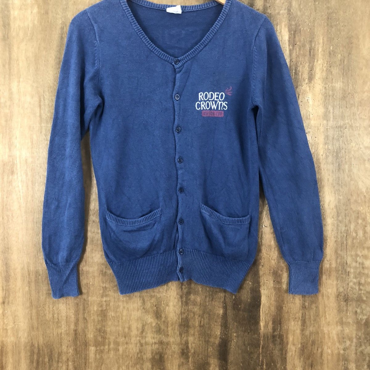 Vintage vintage Rodeo Crows Faded Blue Cardigan Knitwear #016 Size US M / EU 48-50 / 2 - 5 Thumbnail