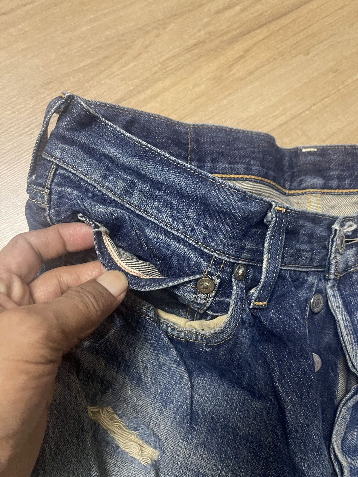 Levi's Vintage Clothing Levis 501 Big E distressed jeans Size US 33 - 3 Thumbnail
