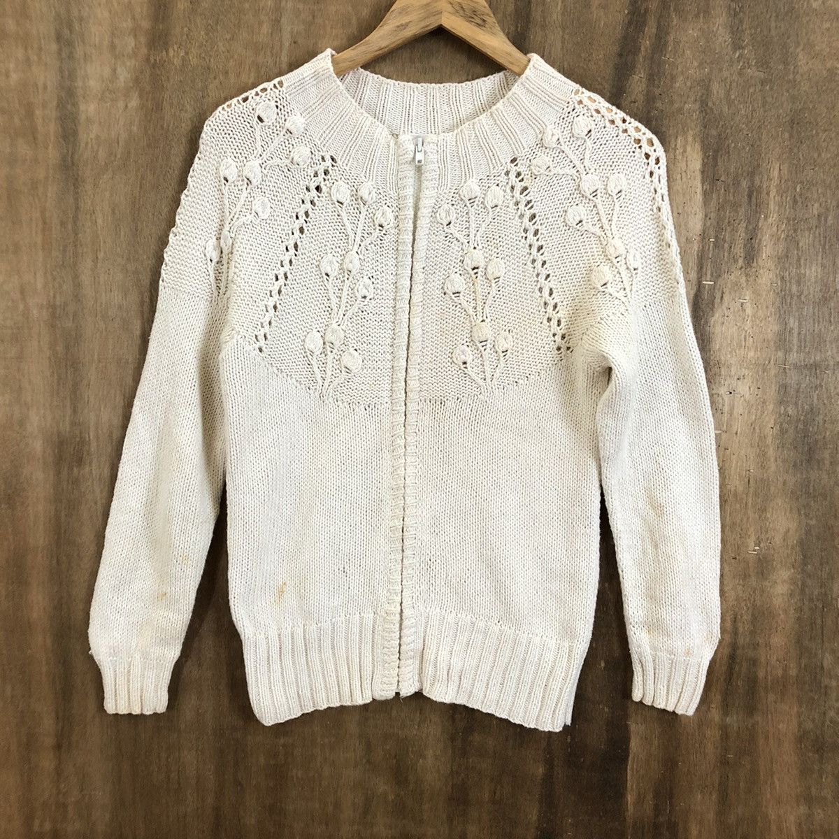 Japanese Brand Raspbery White yellow CARDIGAN Knitwear #150 Size US XS / EU 42 / 0 - 3 Thumbnail