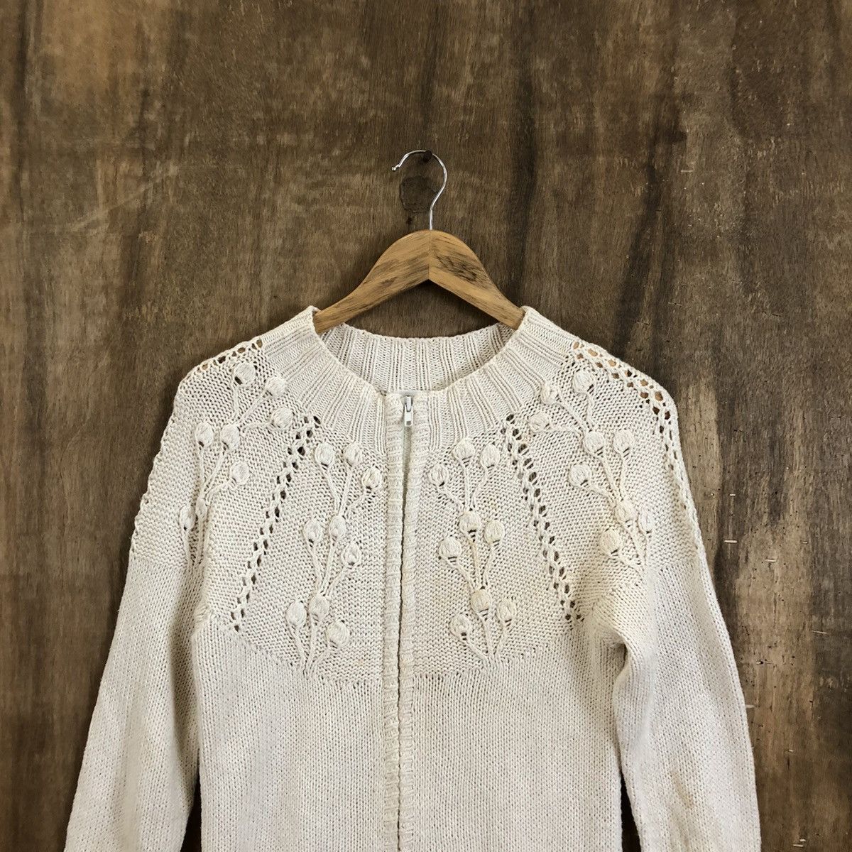 Japanese Brand Raspbery White yellow CARDIGAN Knitwear #150 Size US XS / EU 42 / 0 - 2 Thumbnail