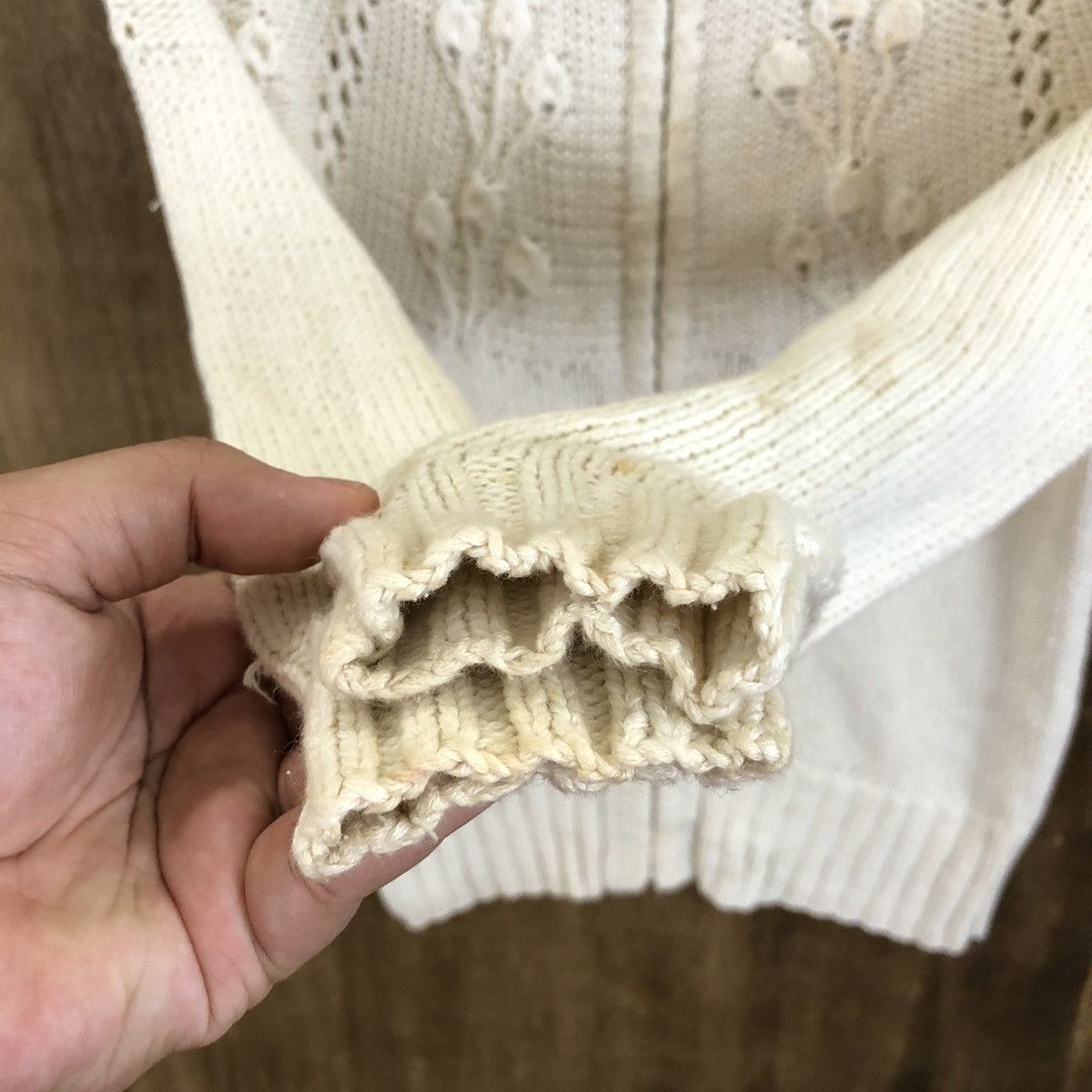 Japanese Brand Raspbery White yellow CARDIGAN Knitwear #150 Size US XS / EU 42 / 0 - 4 Thumbnail