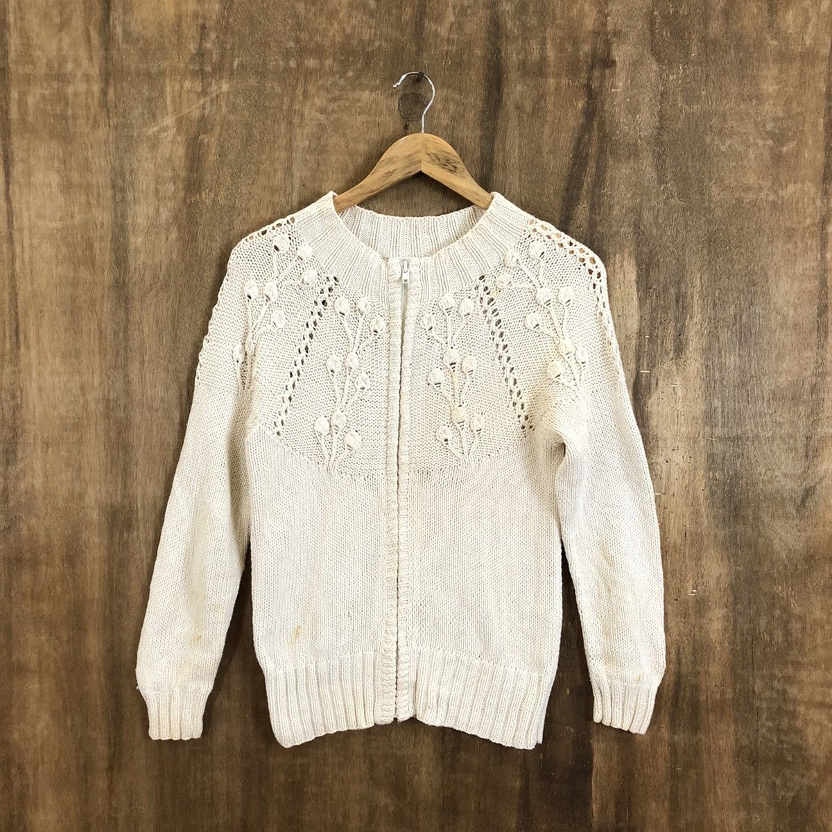 Japanese Brand Raspbery White yellow CARDIGAN Knitwear #150 Size US XS / EU 42 / 0 - 1 Thumbnail