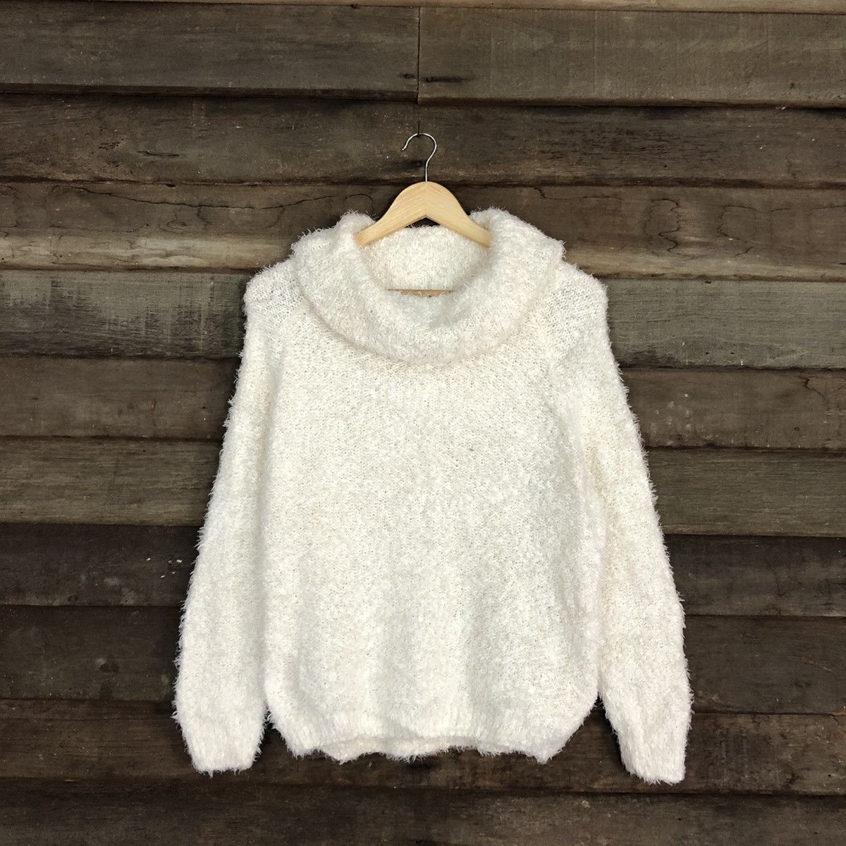 image of Takeo Kikuchi Tk The Shop White Mohair Shaggy Knitwear 0516, Men's (Size Medium)