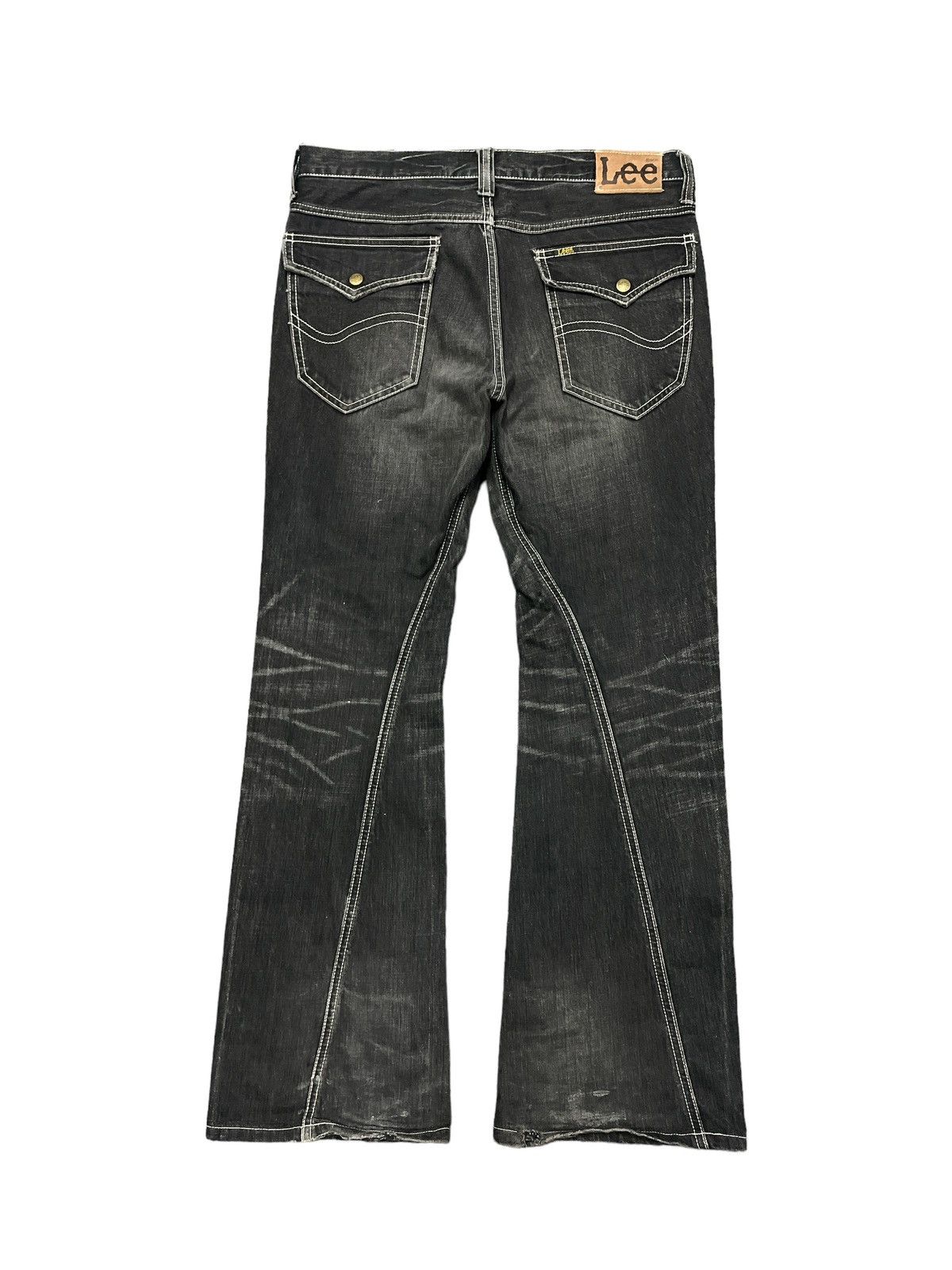 Japanese Brand FLARED🔥LEE RIDERS BLACK FADED TWIST DENIM PANT Size US 32 / EU 48 - 8 Thumbnail