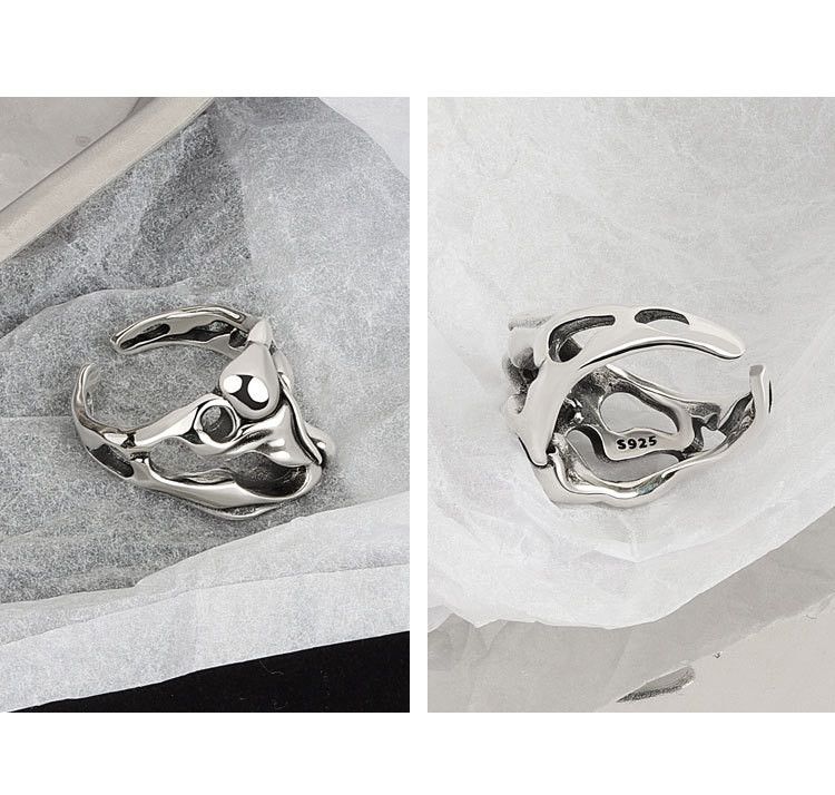Jewelry Irregular Hollow Surface Bump Ring Size ONE SIZE - 4 Thumbnail