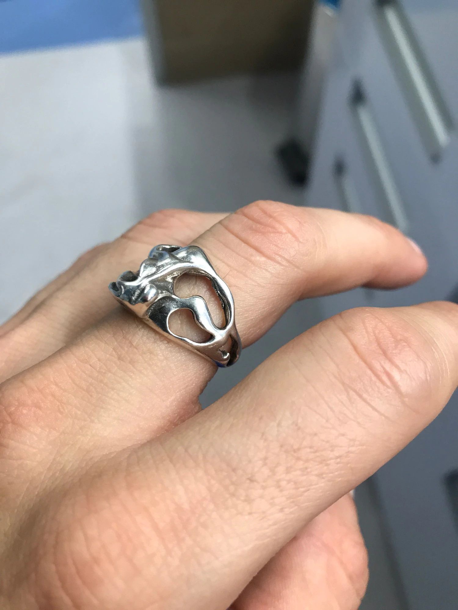 Jewelry Irregular Hollow Surface Bump Ring Size ONE SIZE - 8 Thumbnail